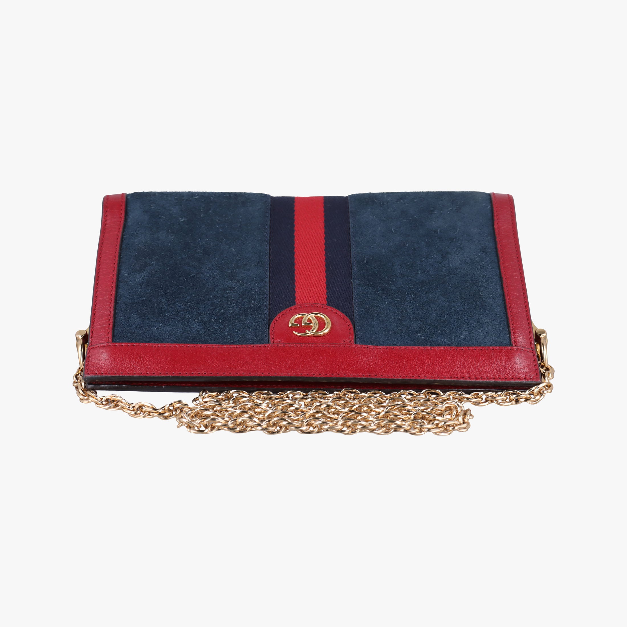 Pre-owned Gucci Ophidia Navy×red Suede×leather 503877 shoulderbag | stylenewstar