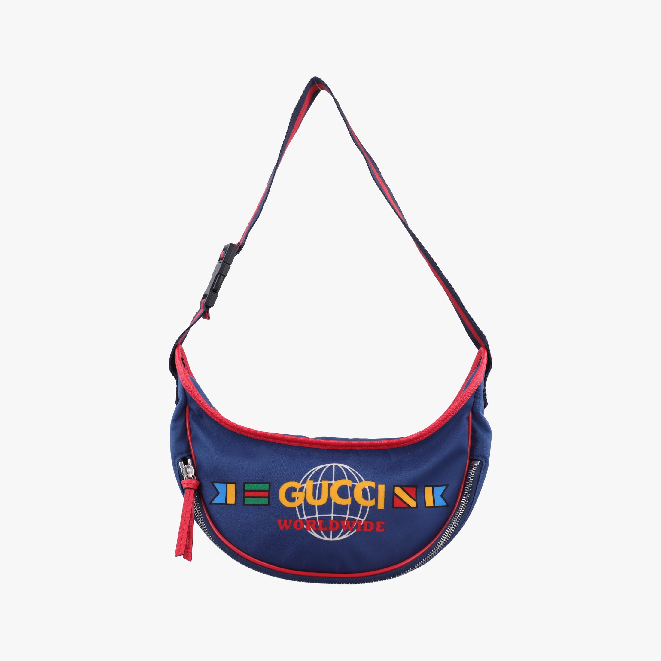 Vintage Gucci kids half moon bag Blue×Red nylon 611686 shoulderbag | stylenewstar