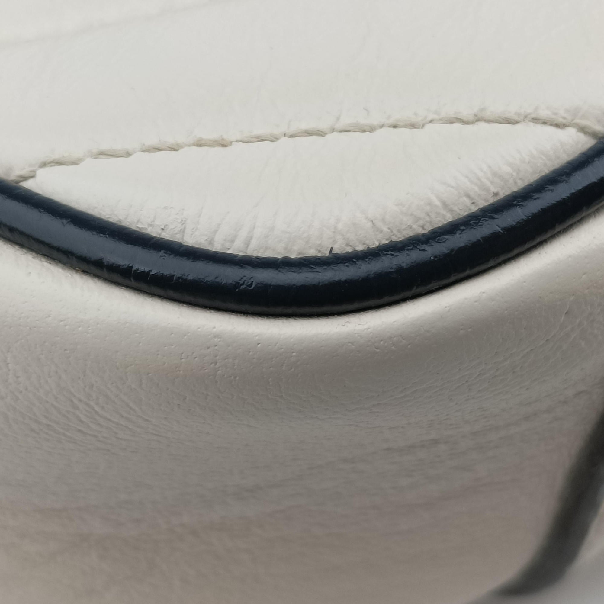 Pre-owned Gucci GG Marmont White×navy Leather 443497 shoulderbag | stylenewstar