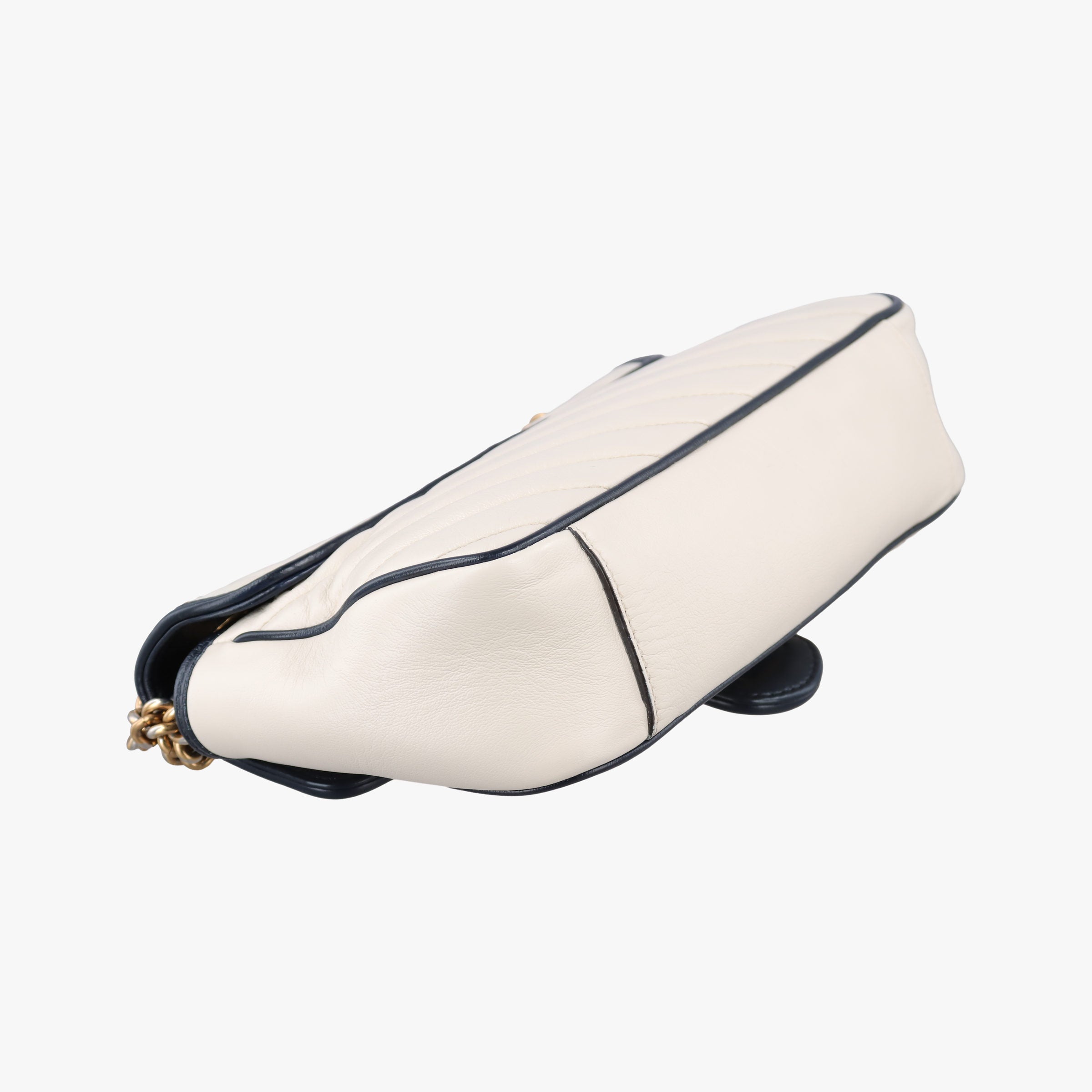 Pre-owned Gucci GG Marmont White×navy Leather 443497 shoulderbag | stylenewstar