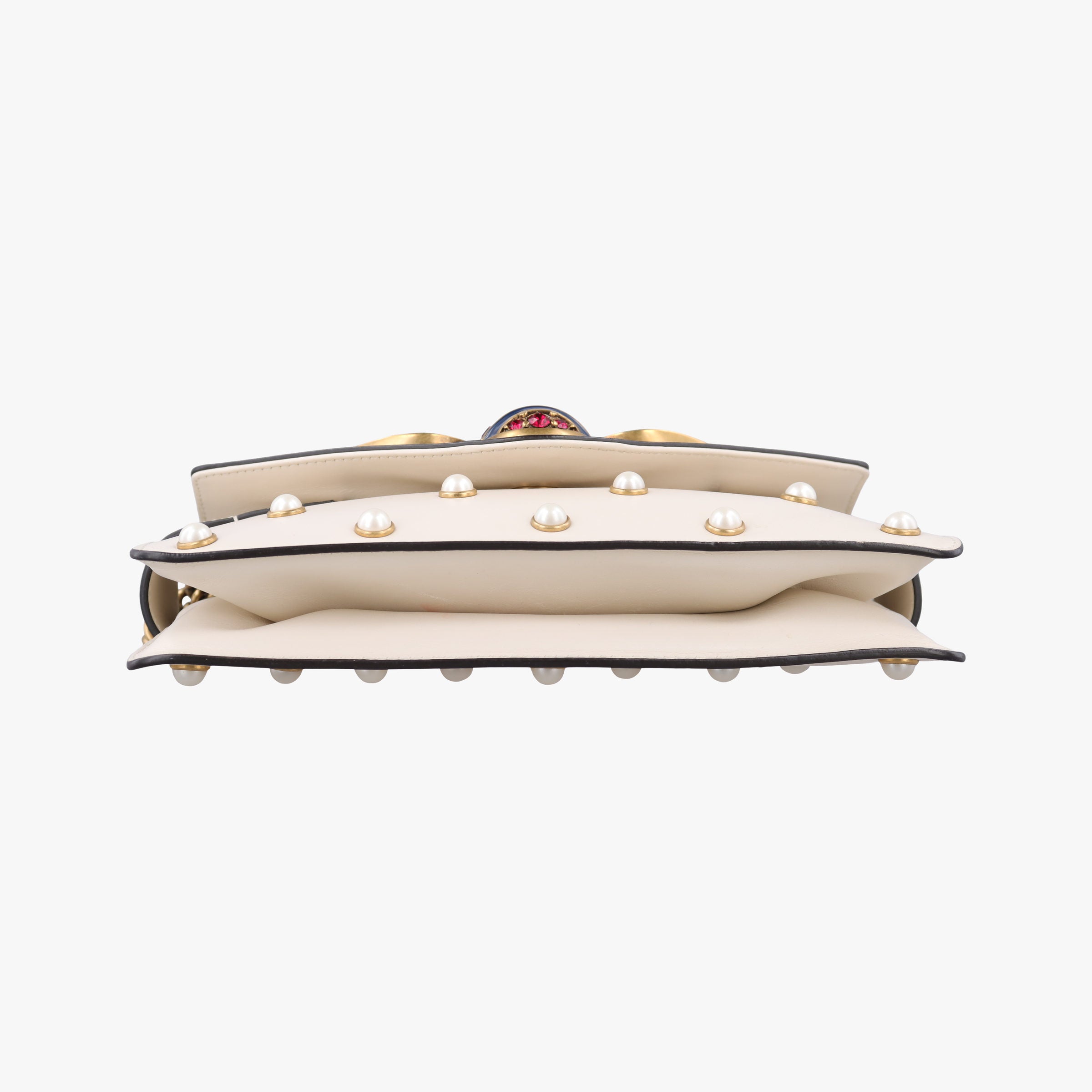 Pre-owned Gucci Broadway Pearl Bee White Leather 453778 shoulderbag | stylenewstar