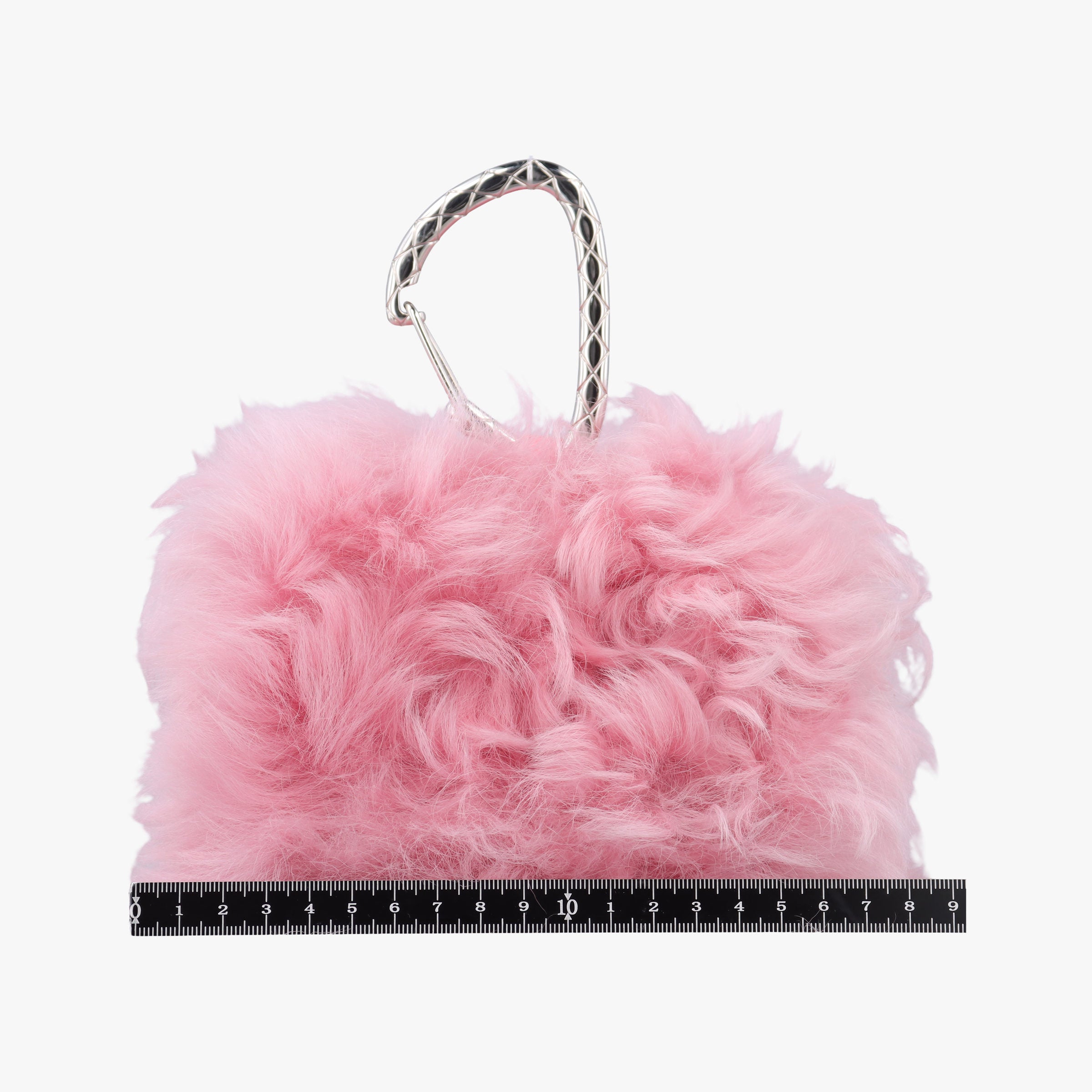 Vintage Chanel Shearling CC Hook Card Holder Pink wool AP2397 handbag | stylenewstar