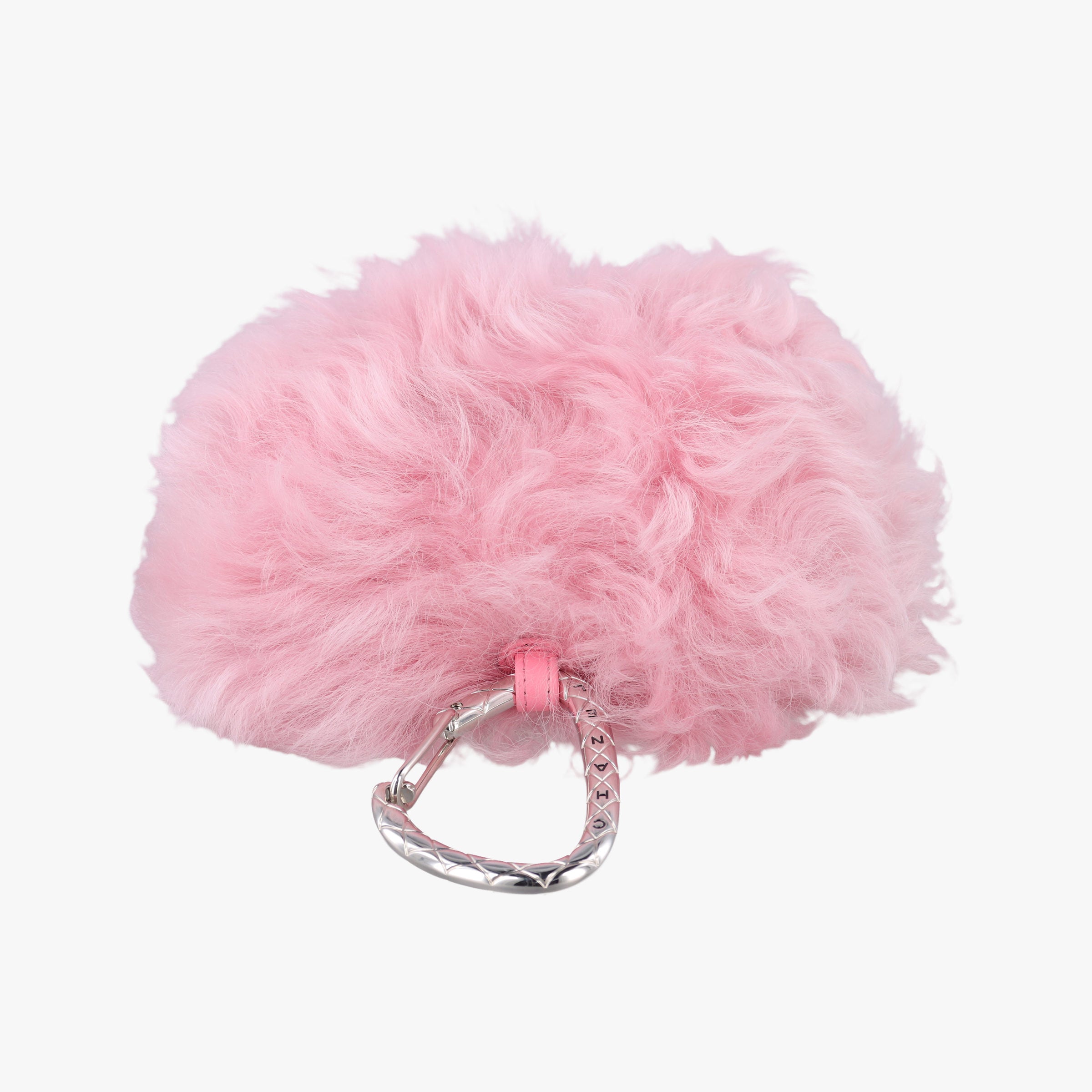 Vintage Chanel Shearling CC Hook Card Holder Pink wool AP2397 handbag | stylenewstar