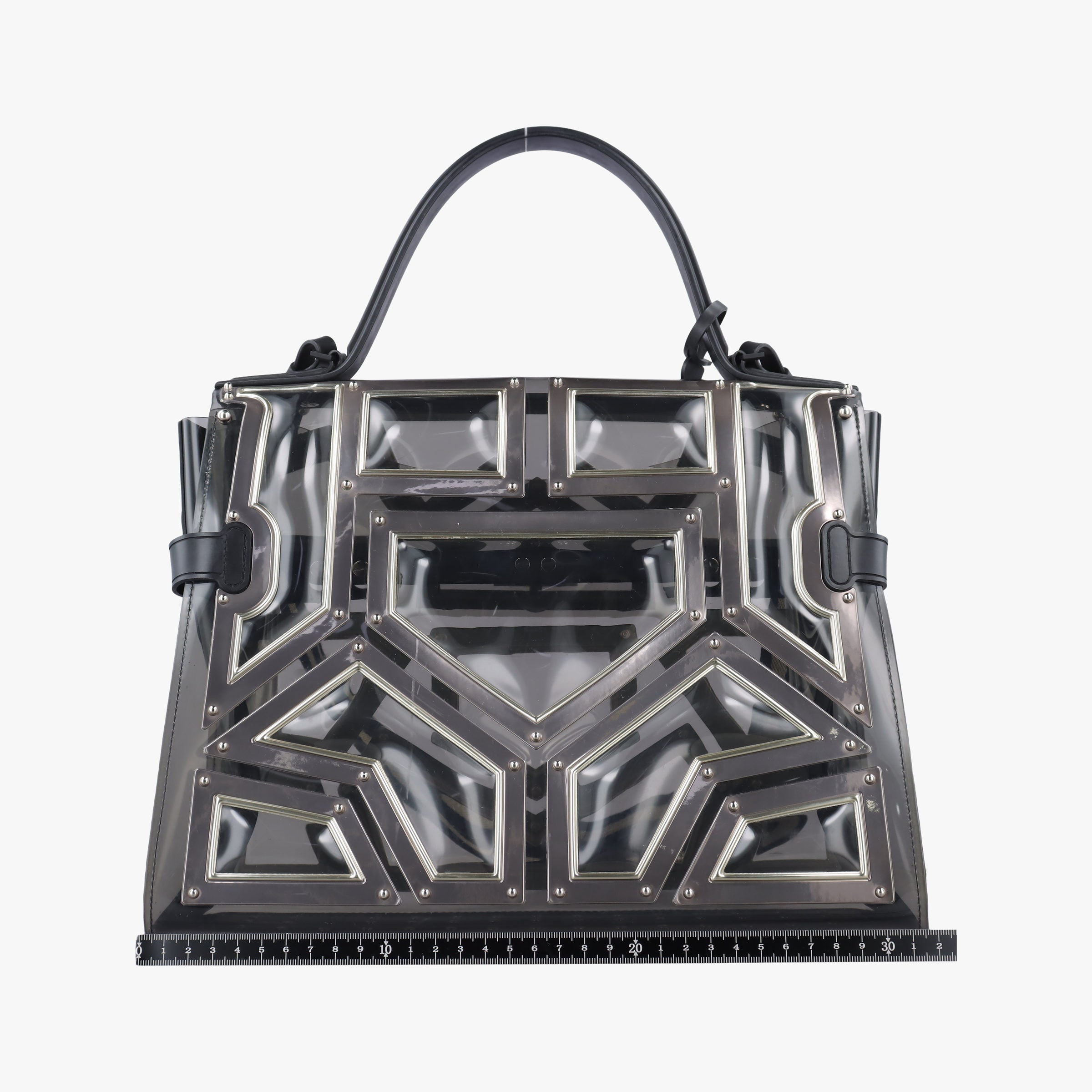Pre-owned Delvaux Tempete Gladiator Top Handle Clear × Silver × Black PVC (Vinyl) × Metal Panels ×Rubber Trim  shoulderbag | stylenewstar