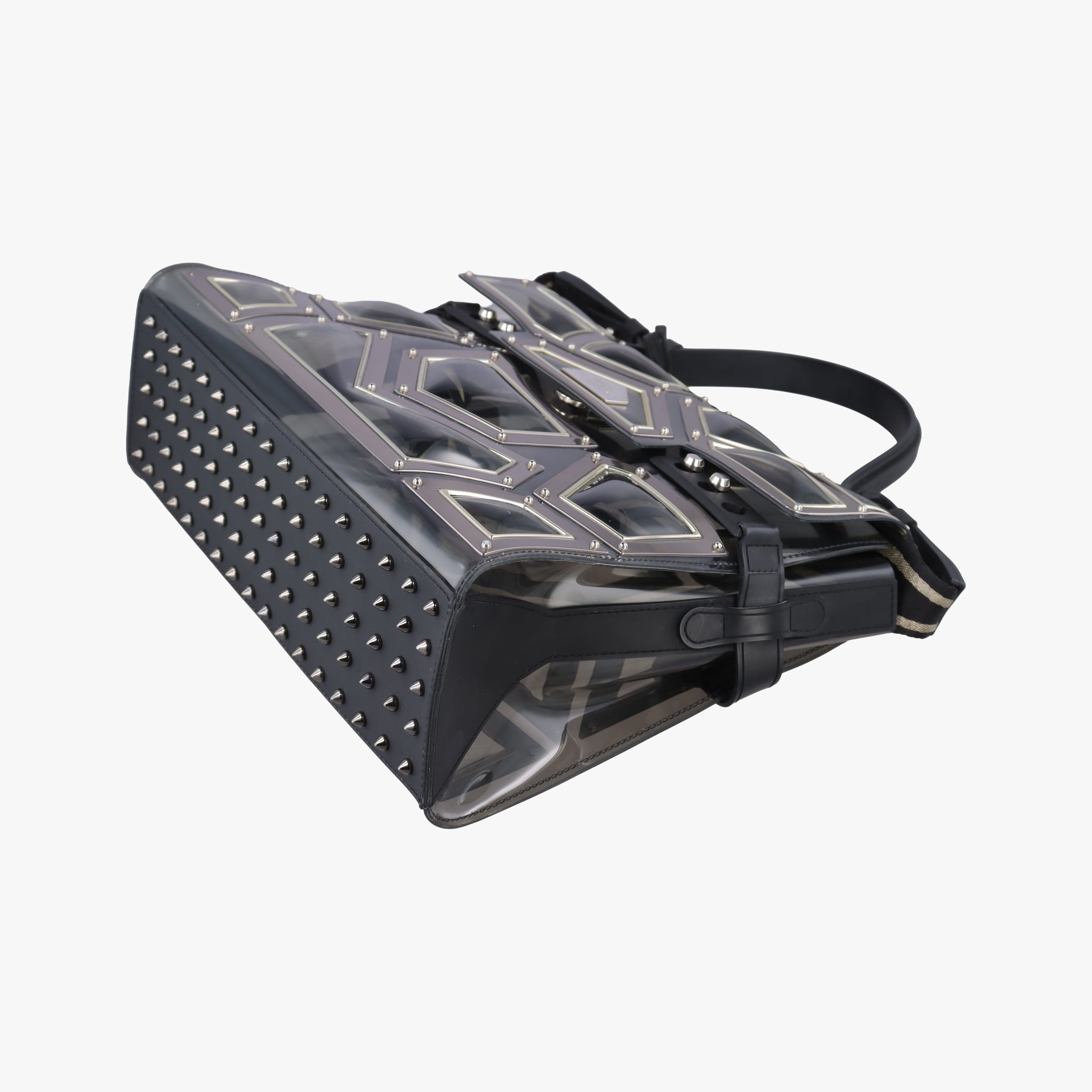 Pre-owned Delvaux Tempete Gladiator Top Handle Clear × Silver × Black PVC (Vinyl) × Metal Panels ×Rubber Trim  shoulderbag | stylenewstar