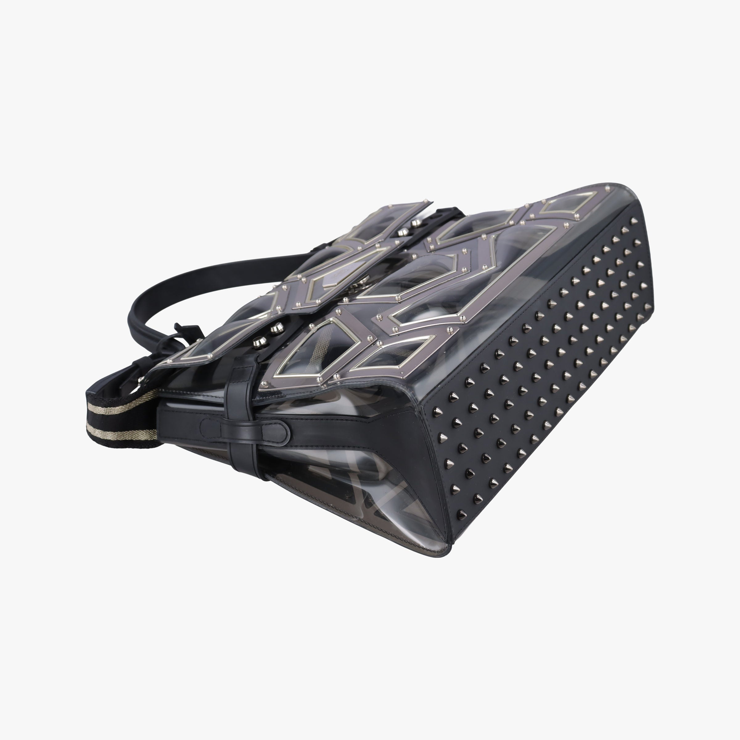 Pre-owned Delvaux Tempete Gladiator Top Handle Clear × Silver × Black PVC (Vinyl) × Metal Panels ×Rubber Trim  shoulderbag | stylenewstar