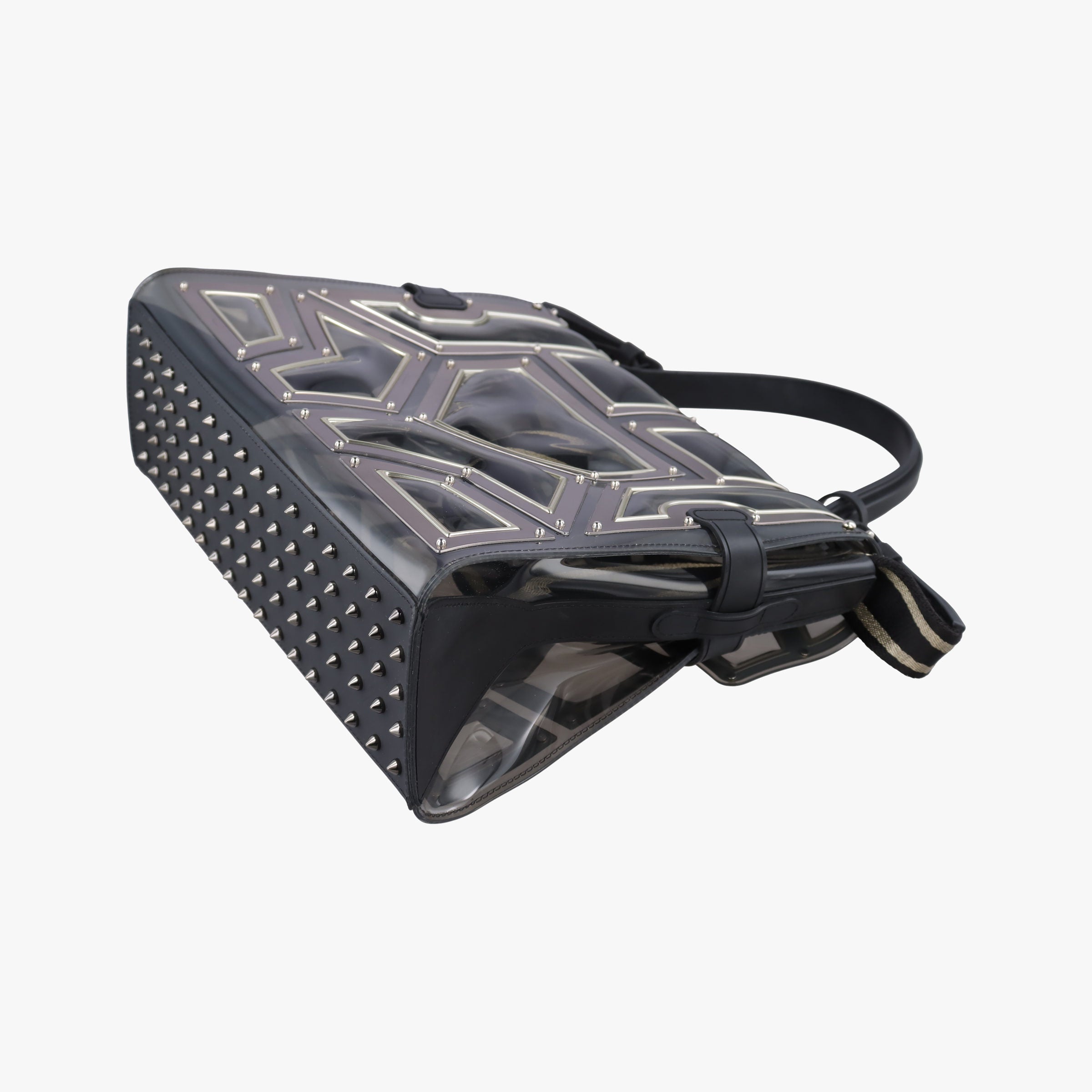 Pre-owned Delvaux Tempete Gladiator Top Handle Clear × Silver × Black PVC (Vinyl) × Metal Panels ×Rubber Trim  shoulderbag | stylenewstar