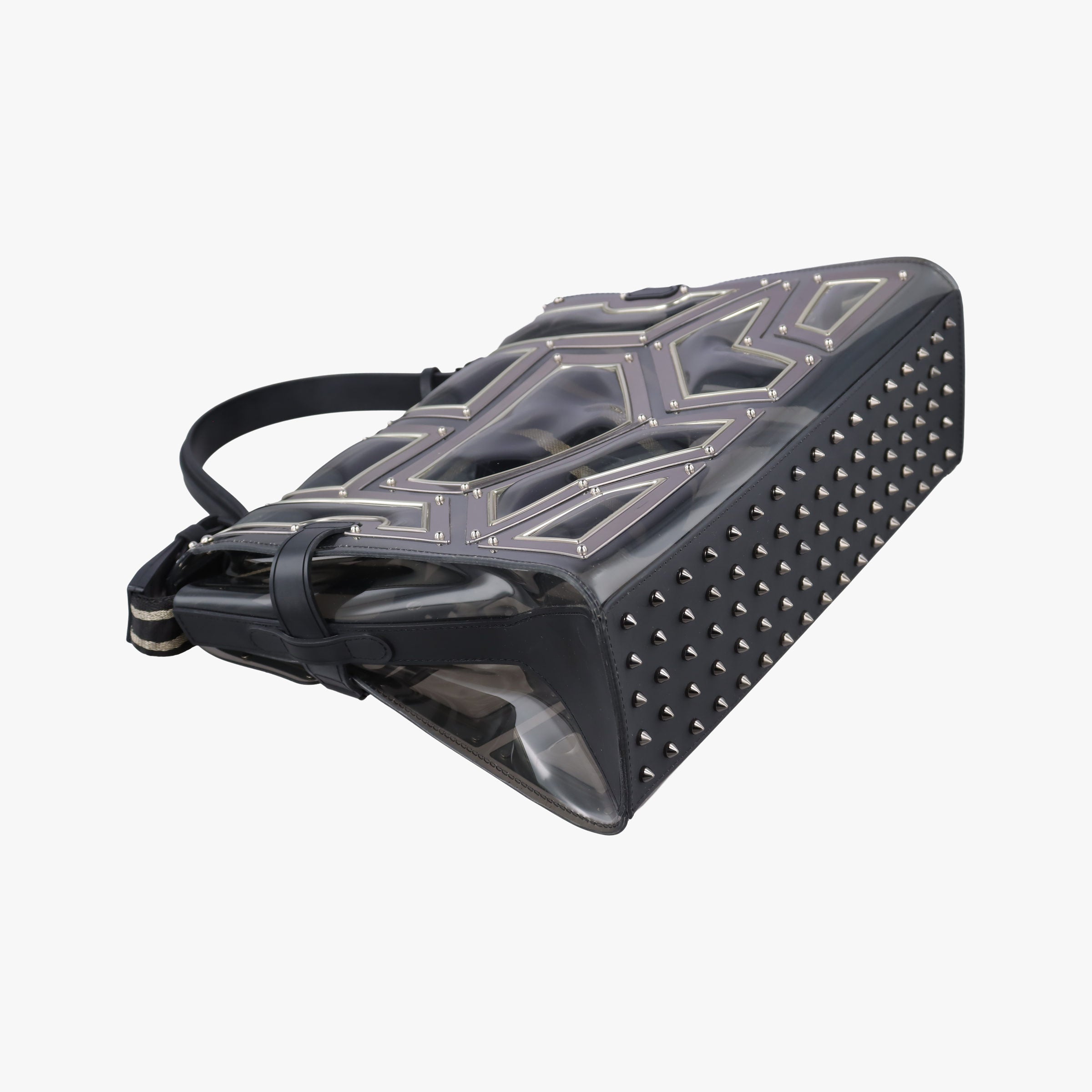 Pre-owned Delvaux Tempete Gladiator Top Handle Clear × Silver × Black PVC (Vinyl) × Metal Panels ×Rubber Trim  shoulderbag | stylenewstar