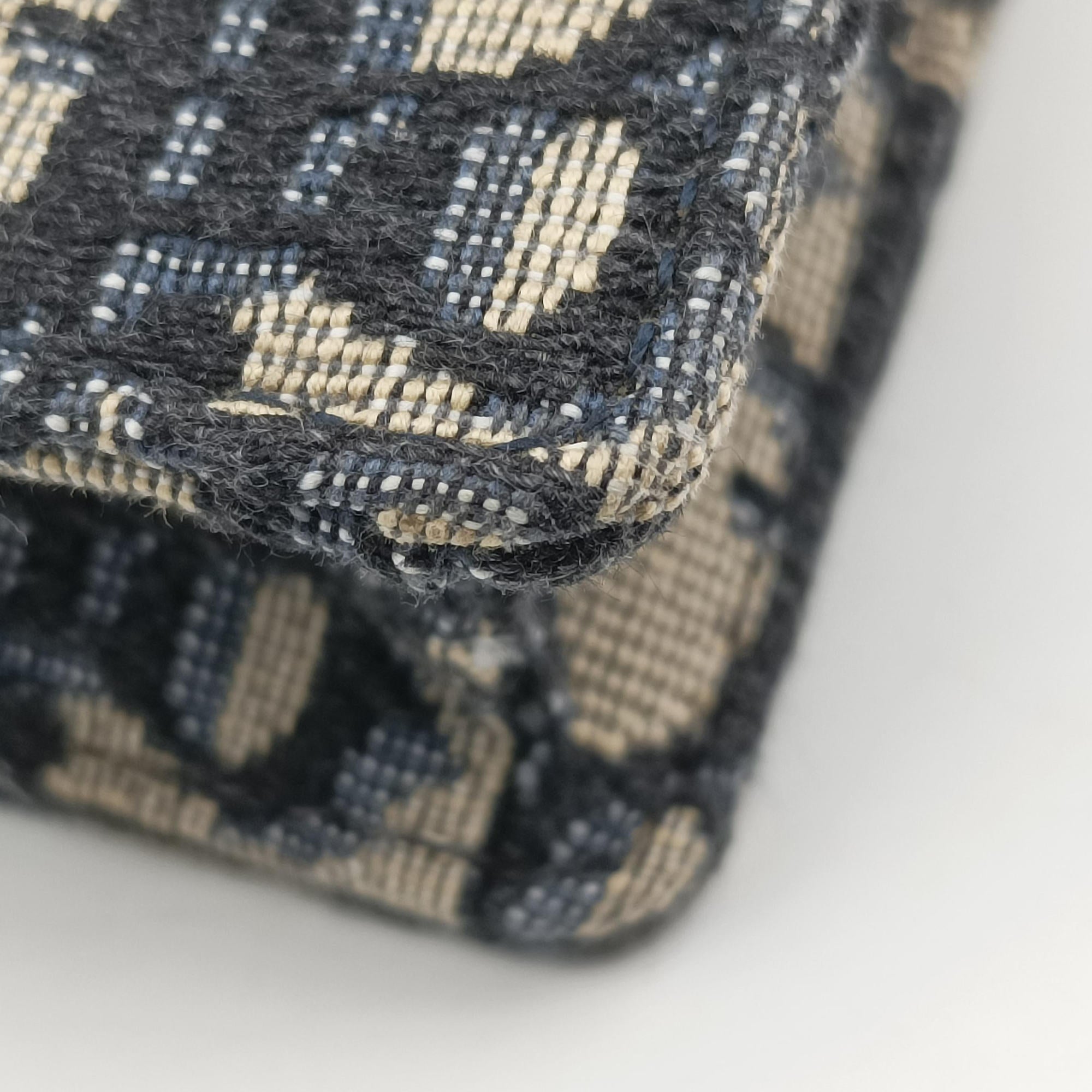 Pre-owned Christian Dior Saddle Navy×Gray jacquard  bum bag/waist bag | stylenewstar
