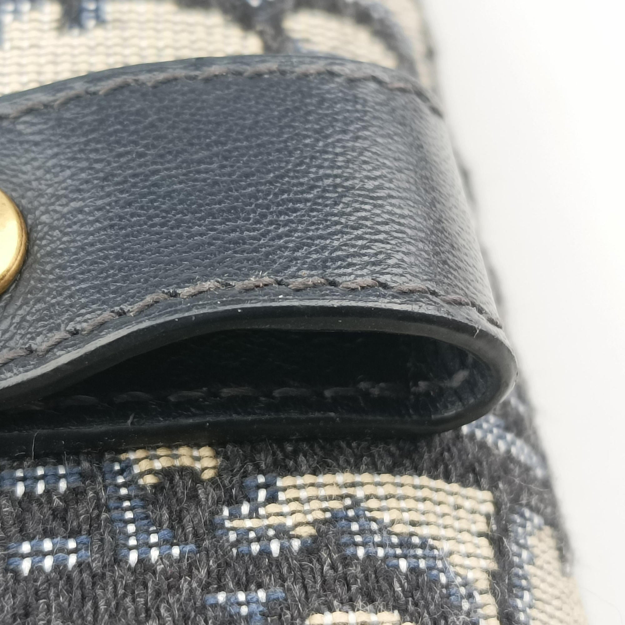 Pre-owned Christian Dior Saddle Navy×Gray jacquard  bum bag/waist bag | stylenewstar