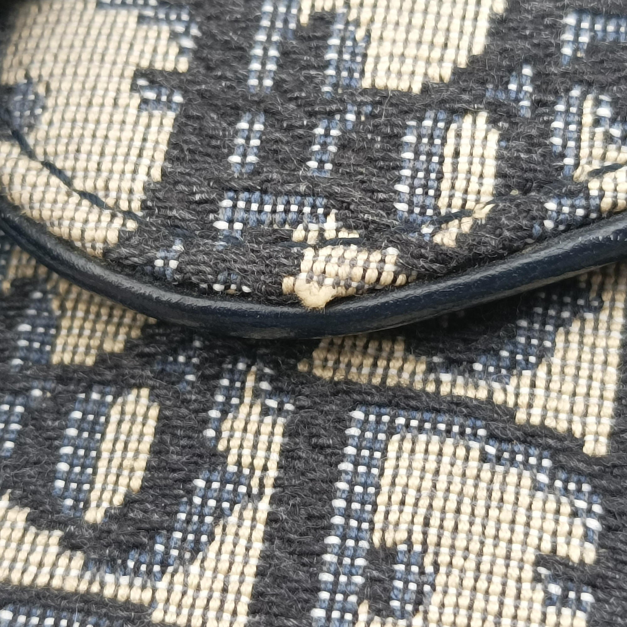 Pre-owned Christian Dior Saddle Navy×Gray jacquard  bum bag/waist bag | stylenewstar