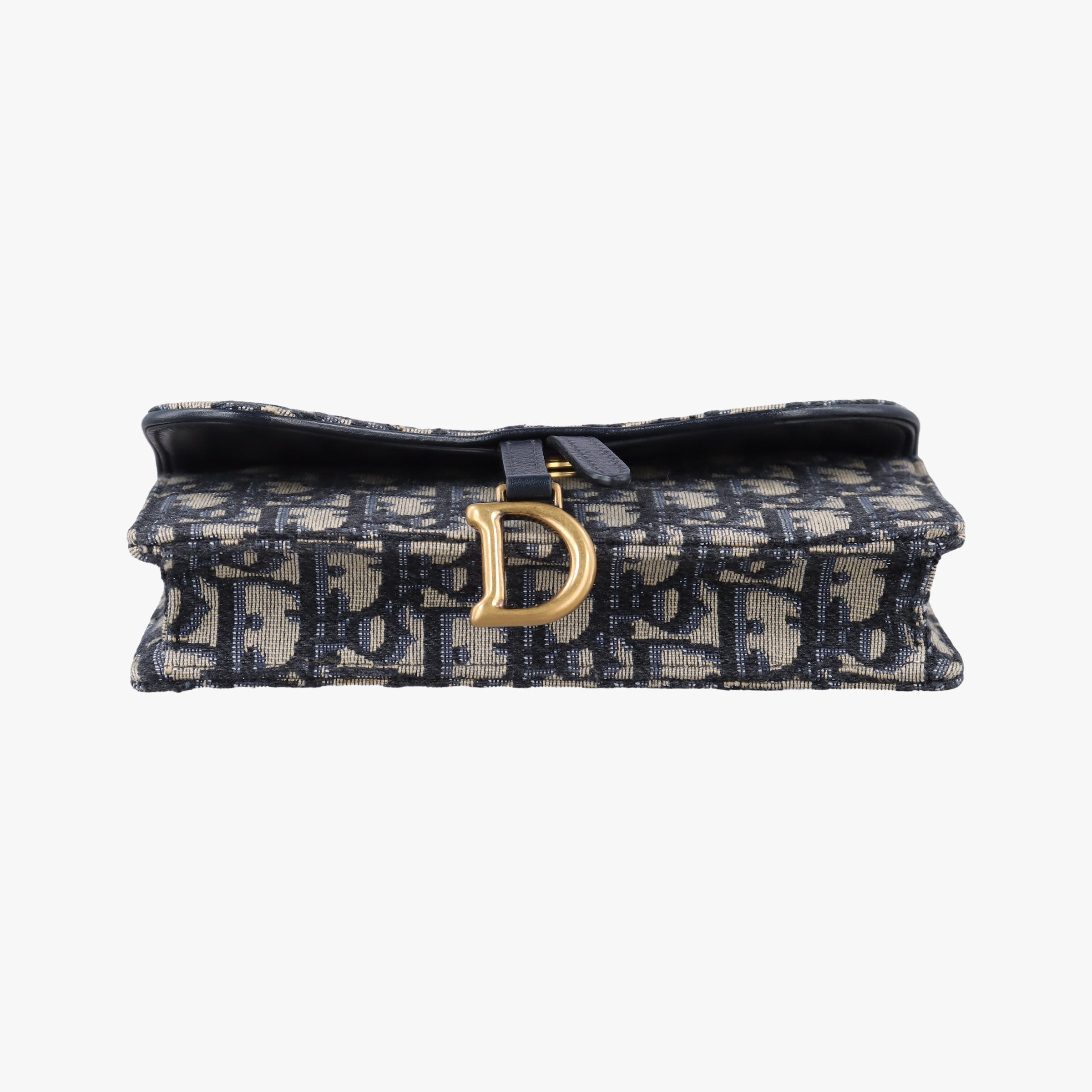 Pre-owned Christian Dior Saddle Navy×Gray jacquard  bum bag/waist bag | stylenewstar