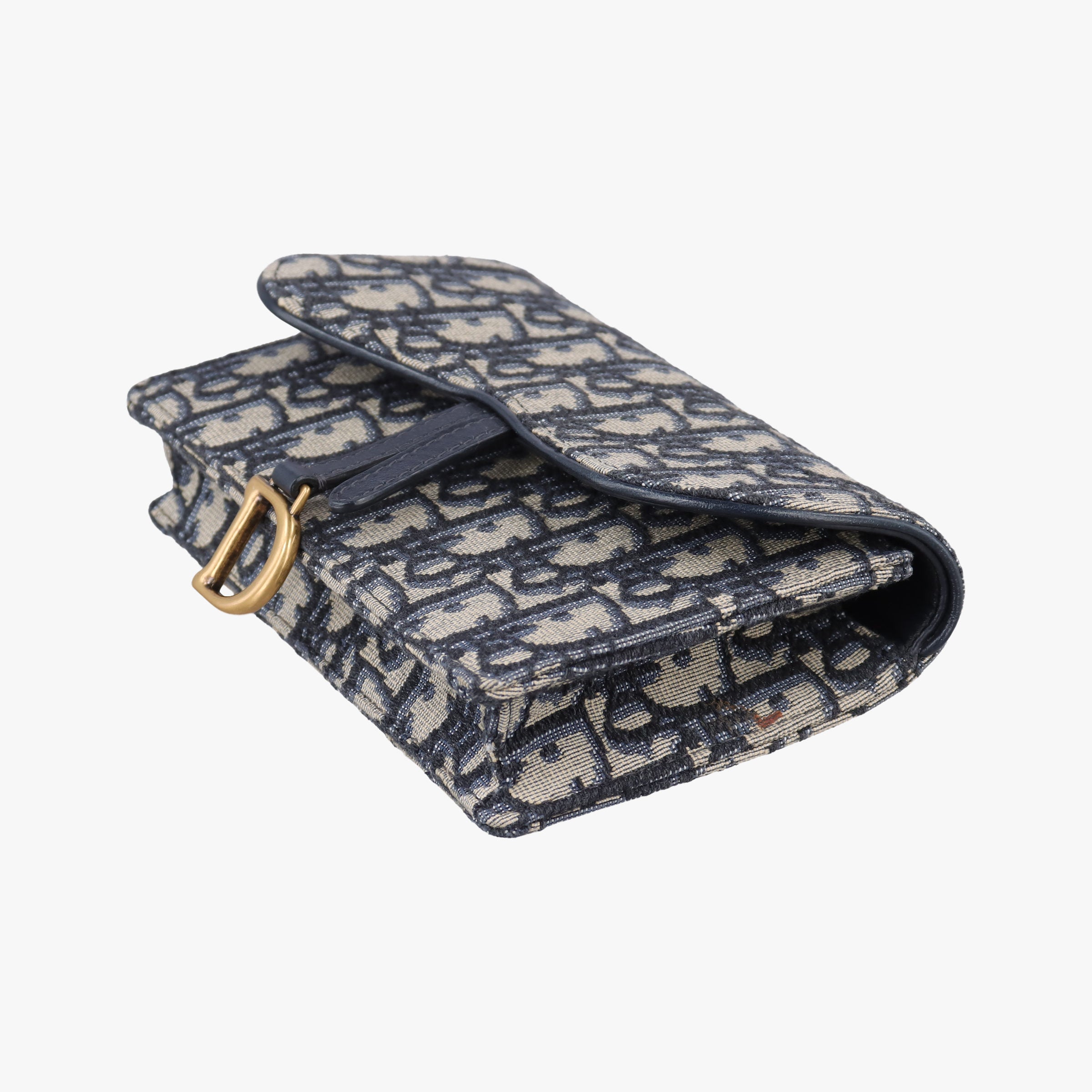 Pre-owned Christian Dior Saddle Navy×Gray jacquard  bum bag/waist bag | stylenewstar