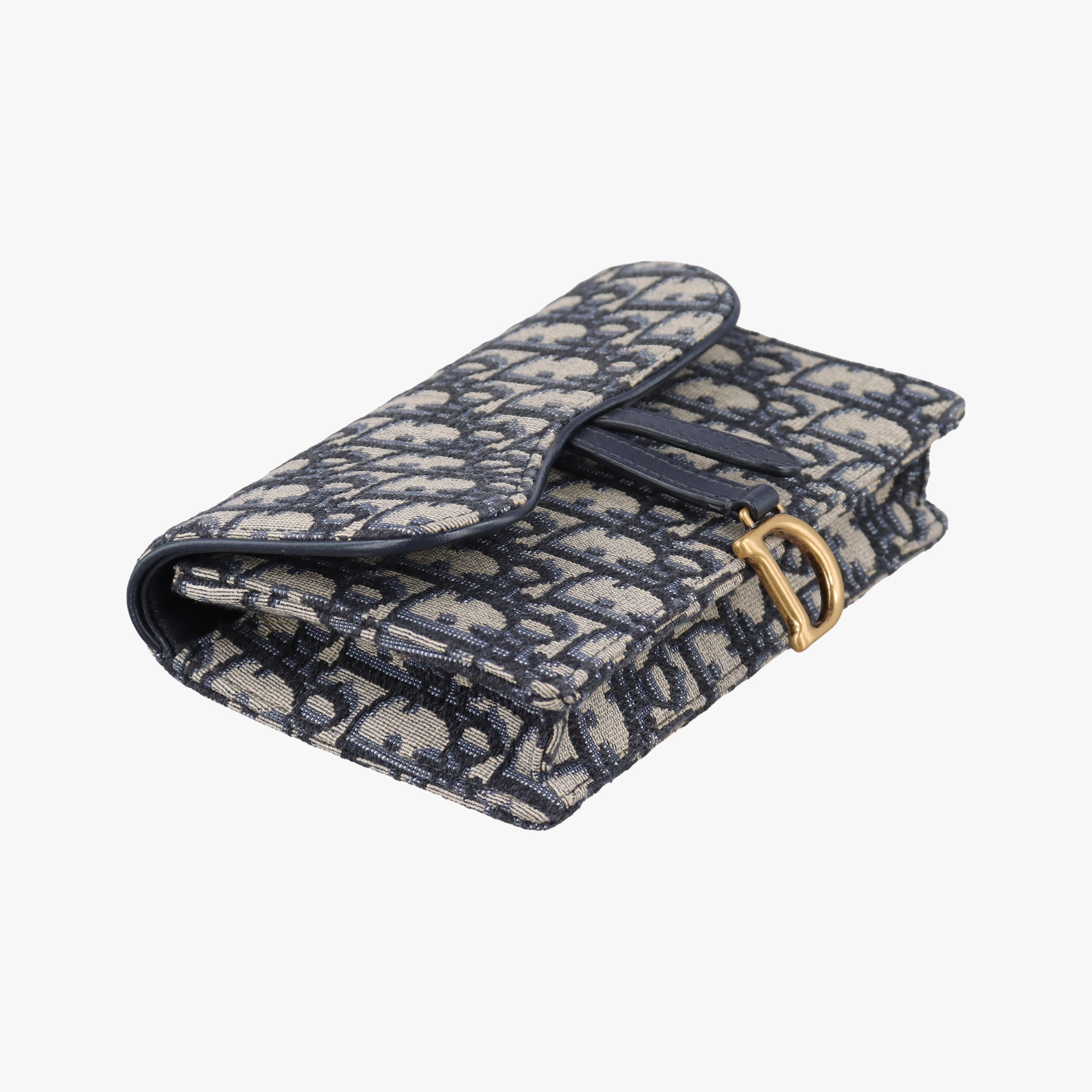 Pre-owned Christian Dior Saddle Navy×Gray jacquard  bum bag/waist bag | stylenewstar