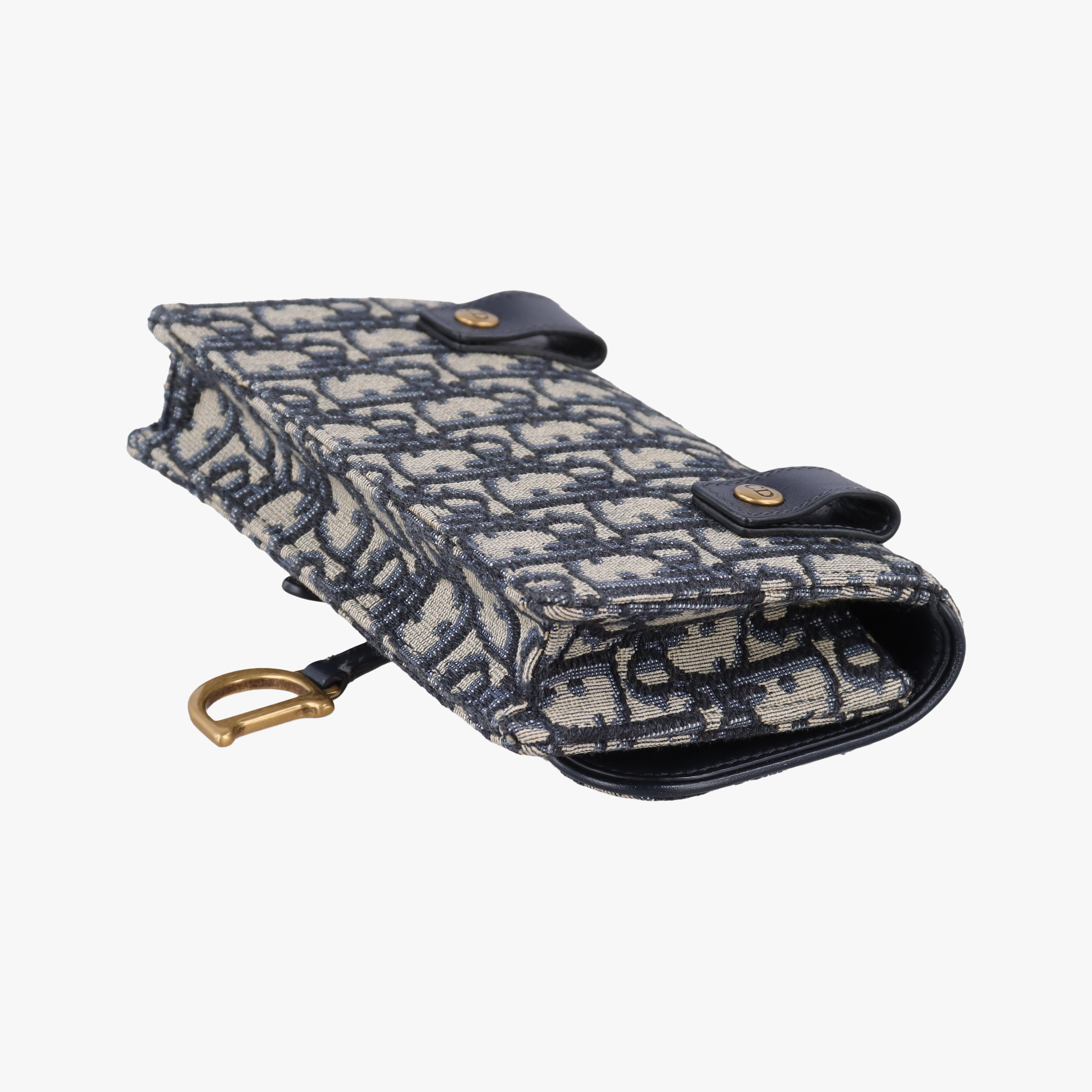 Pre-owned Christian Dior Saddle Navy×Gray jacquard  bum bag/waist bag | stylenewstar
