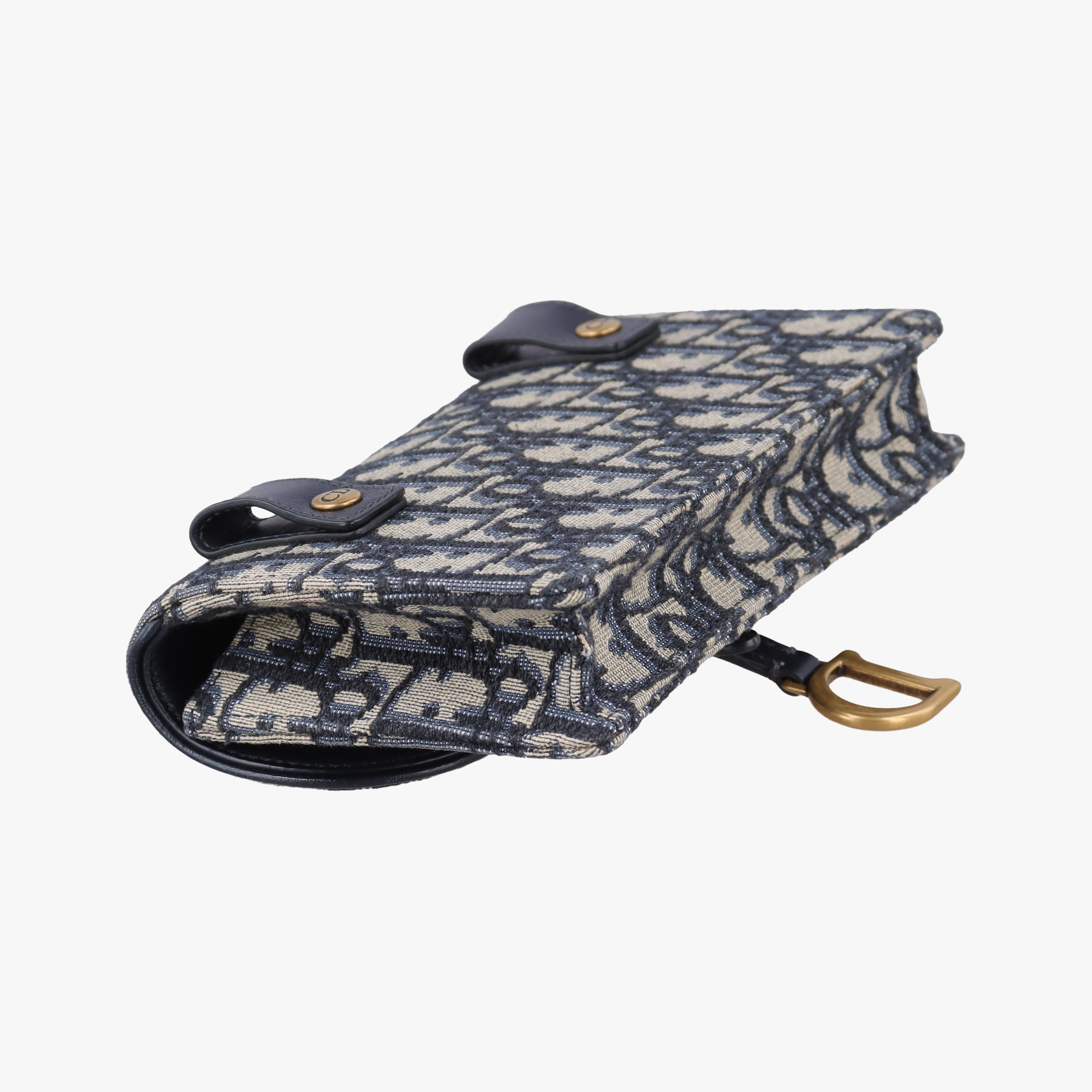 Pre-owned Christian Dior Saddle Navy×Gray jacquard  bum bag/waist bag | stylenewstar