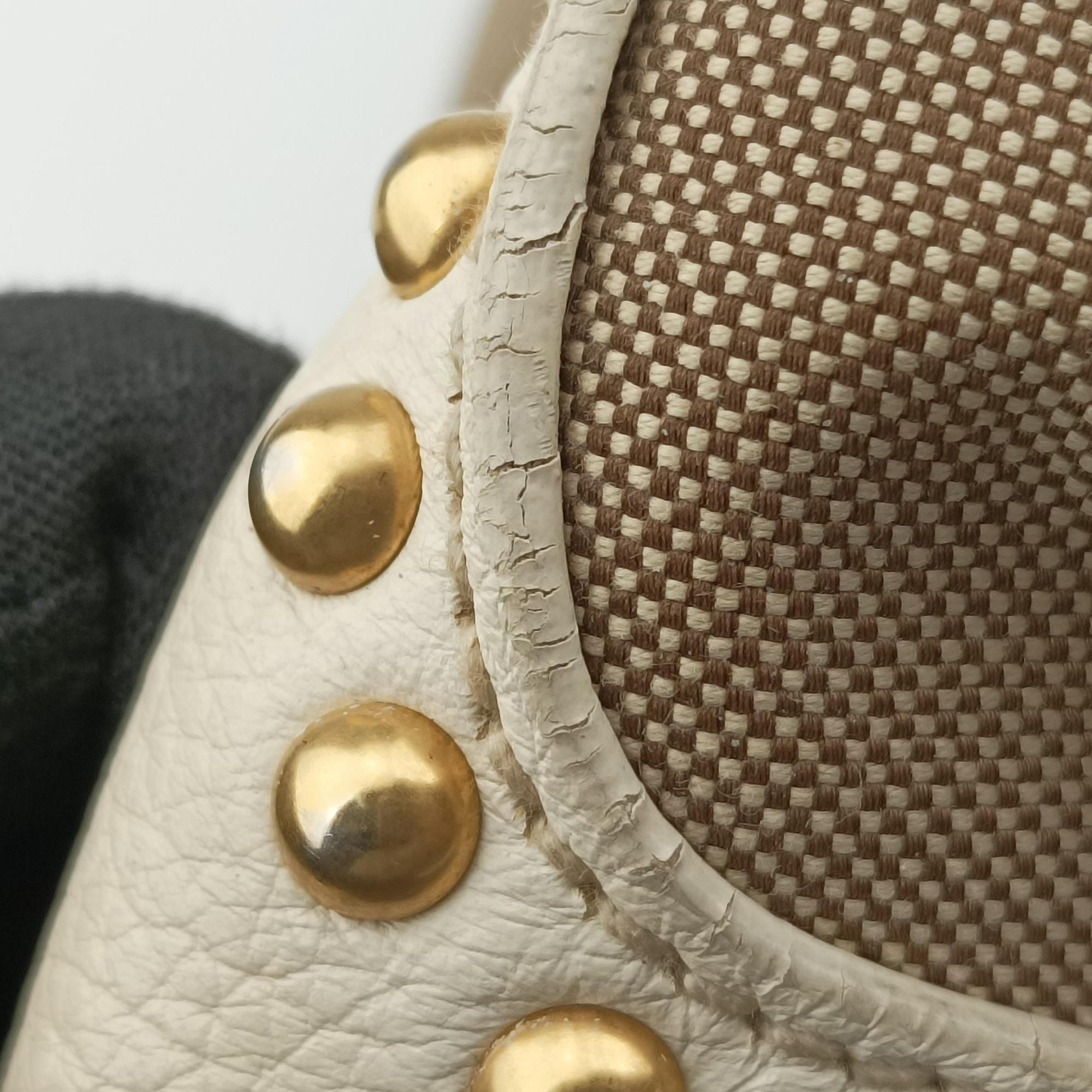 Pre-owned Prada Logo Jacquard Studded Frame Corda × Talco Jacquard Canvas × Vitello Leather  handbag | stylenewstar