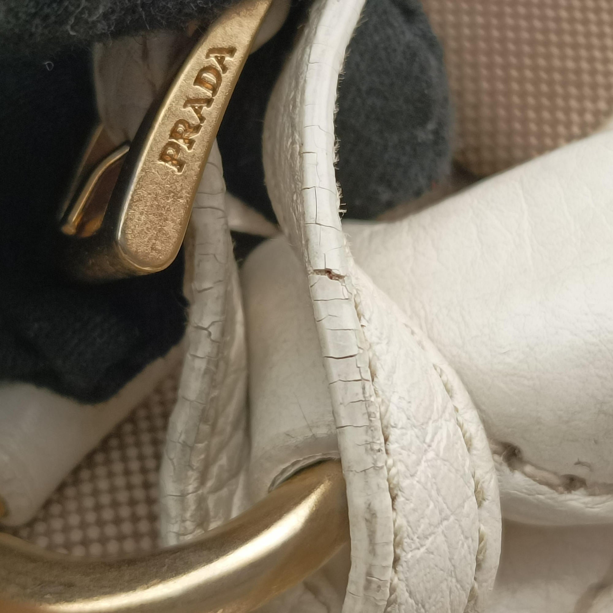 Pre-owned Prada Logo Jacquard Studded Frame Corda × Talco Jacquard Canvas × Vitello Leather  handbag | stylenewstar