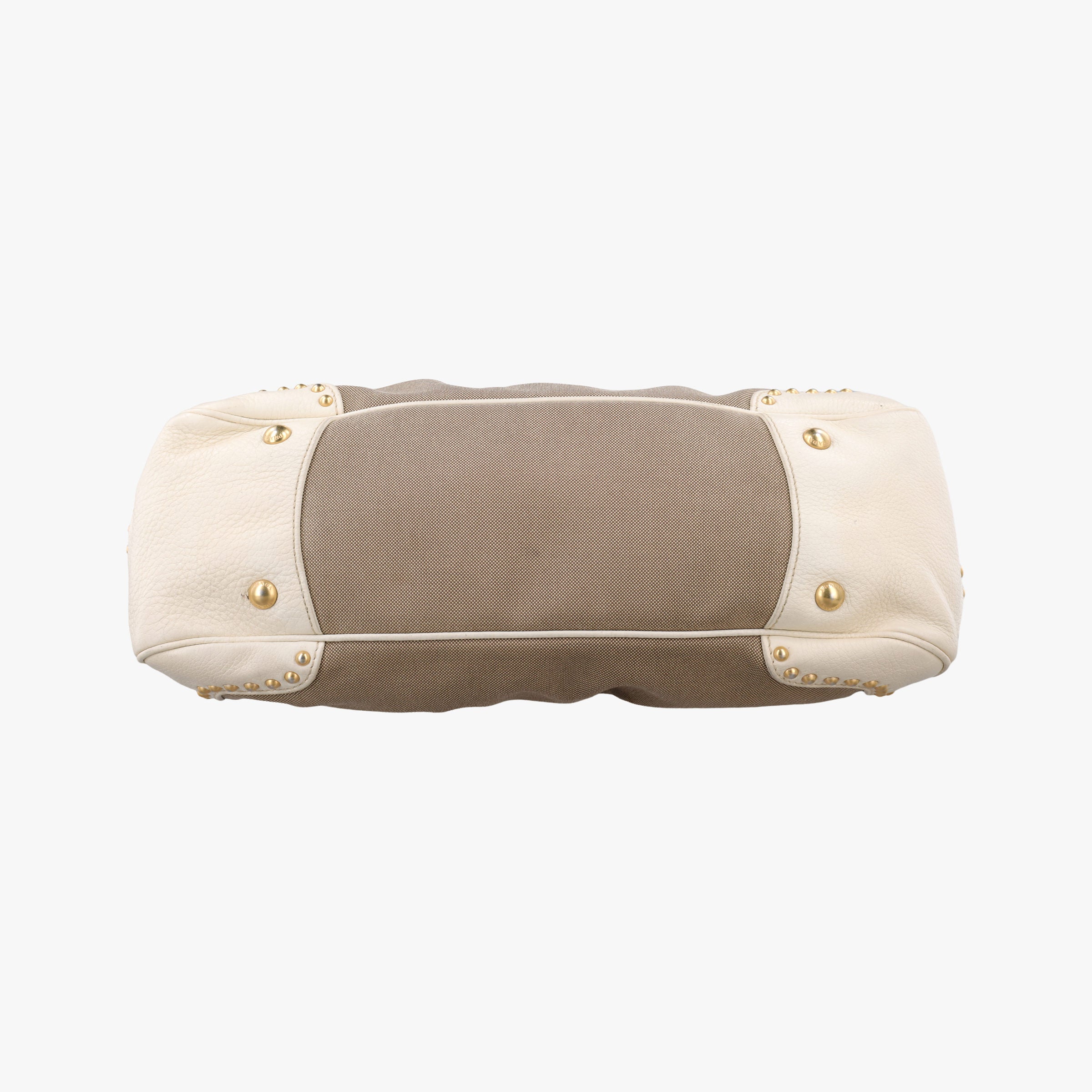 Pre-owned Prada Logo Jacquard Studded Frame Corda × Talco Jacquard Canvas × Vitello Leather  handbag | stylenewstar