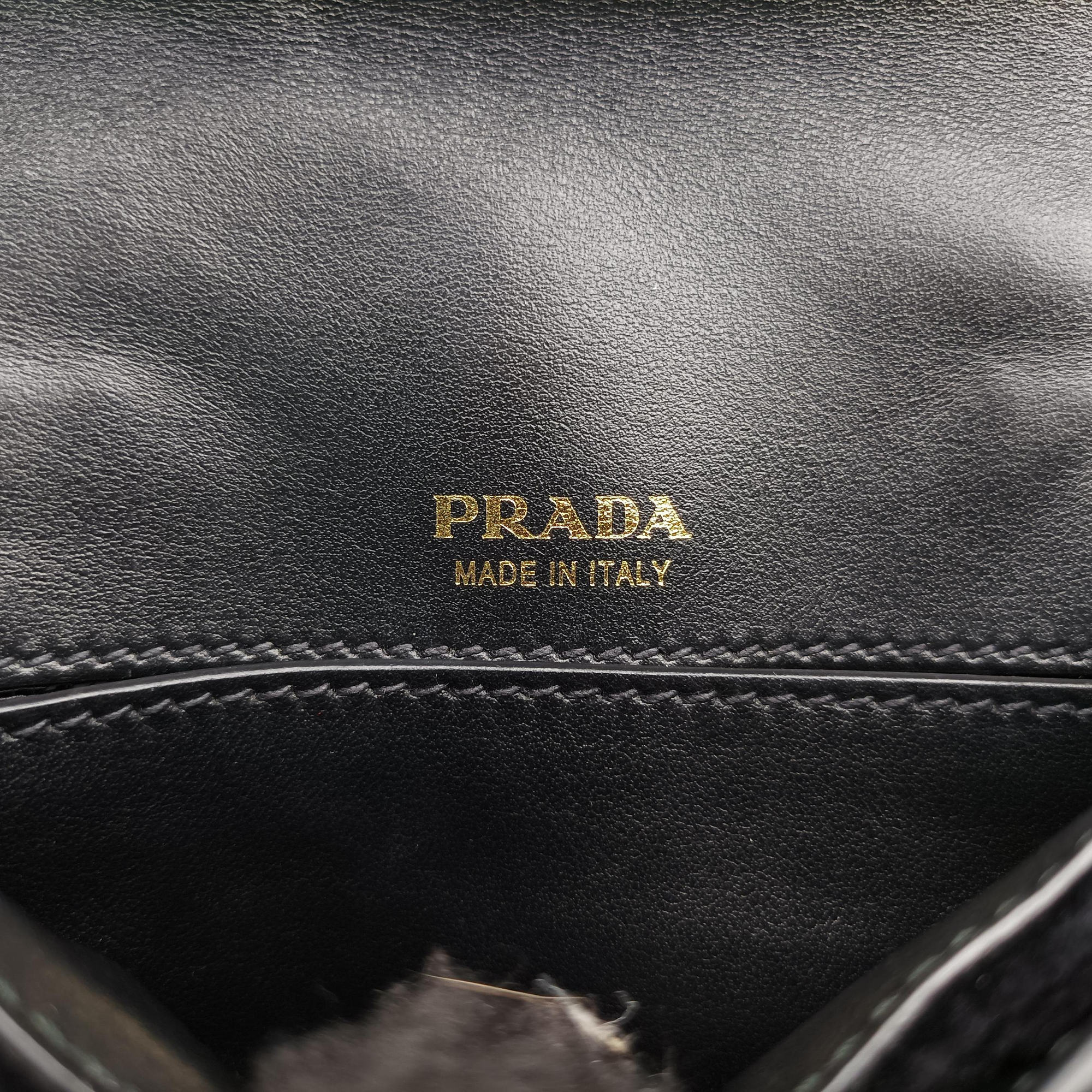 Secondhand Prada Fringe Charms Black Leather×velour IBL002 shoulderbag | stylenewstar