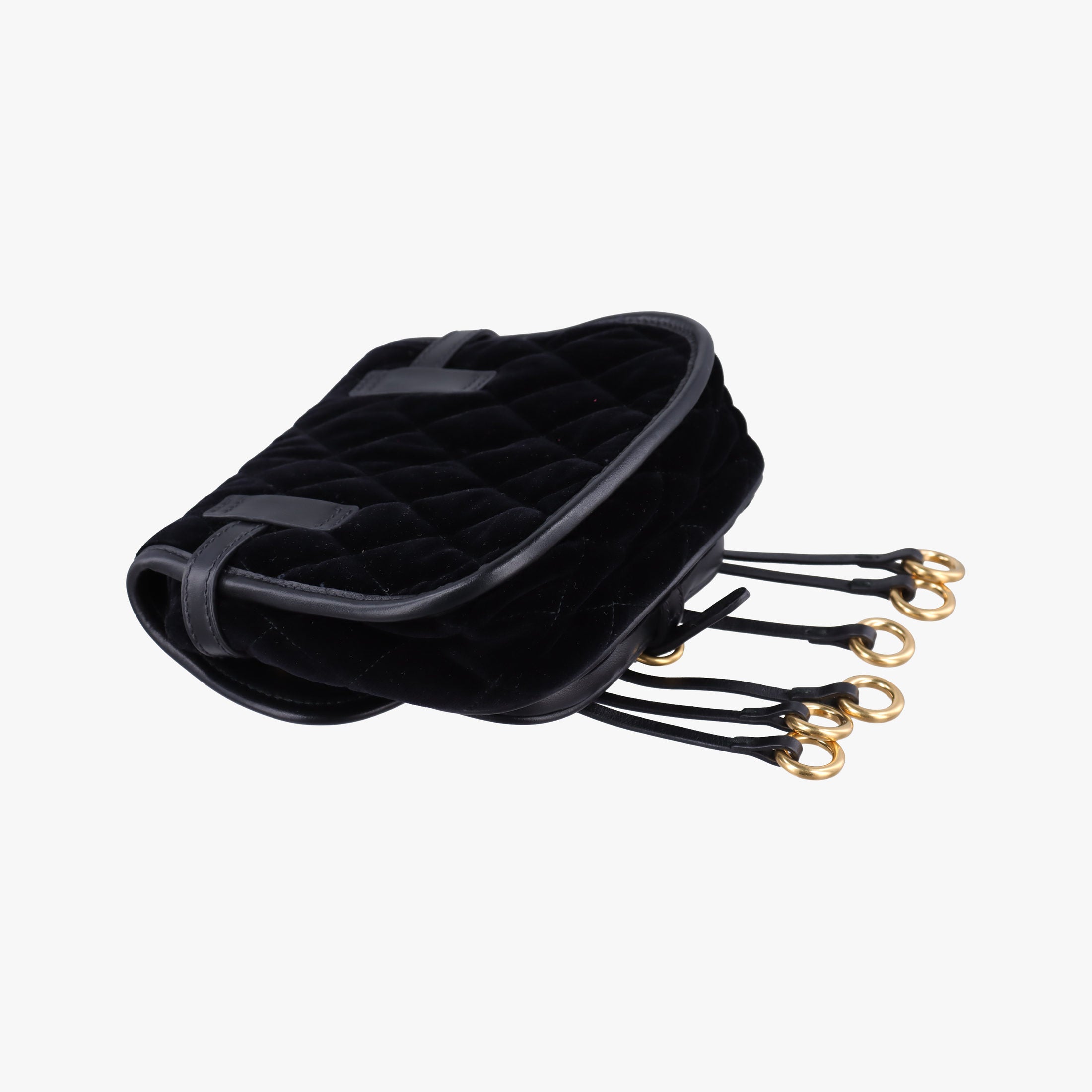 Secondhand Prada Fringe Charms Black Leather×velour IBL002 shoulderbag | stylenewstar