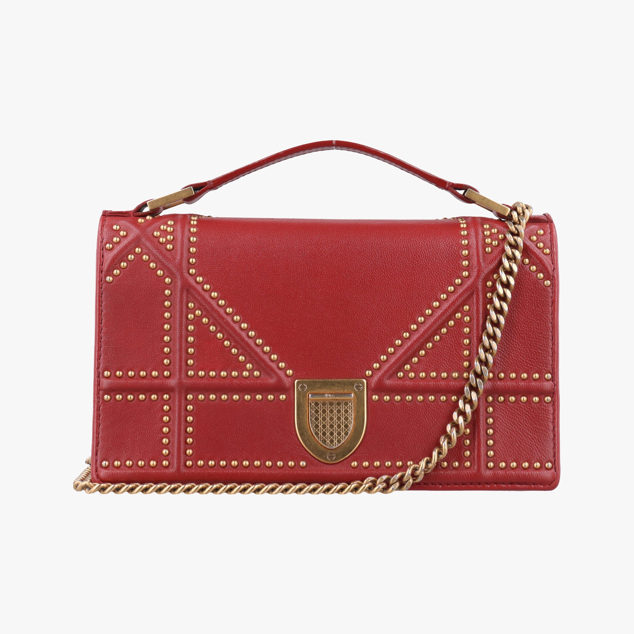 Pre-owned Christian Dior Diorama Red lambskin  shoulderbag | stylenewstar