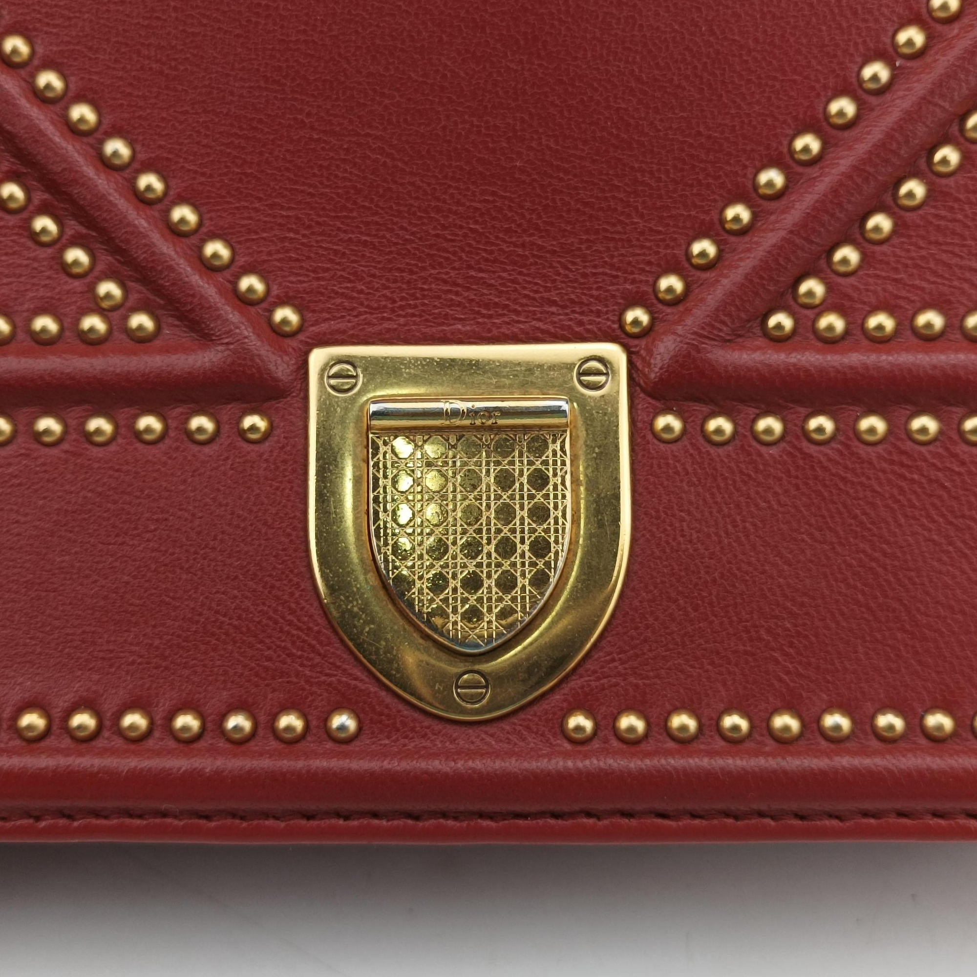 Pre-owned Christian Dior Diorama Red lambskin  shoulderbag | stylenewstar