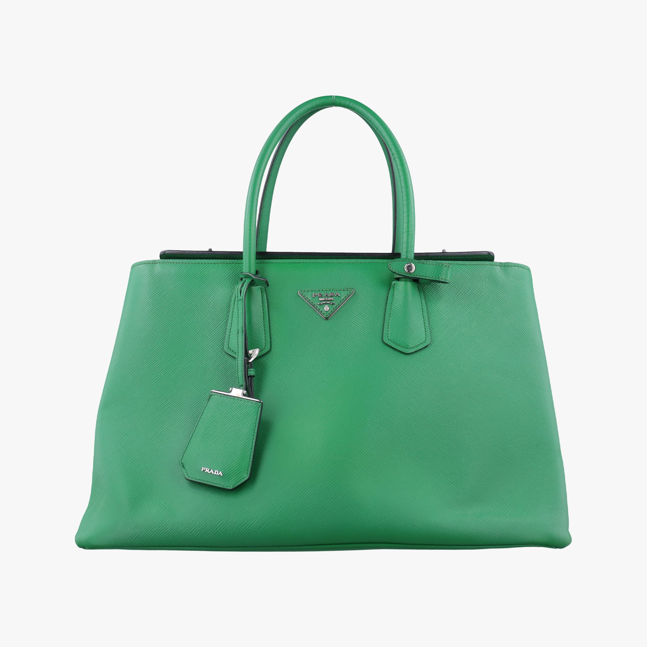 Pre-owned Prada Double Cuir Green SAFFIANO Leather B2756T handbag | stylenewstar