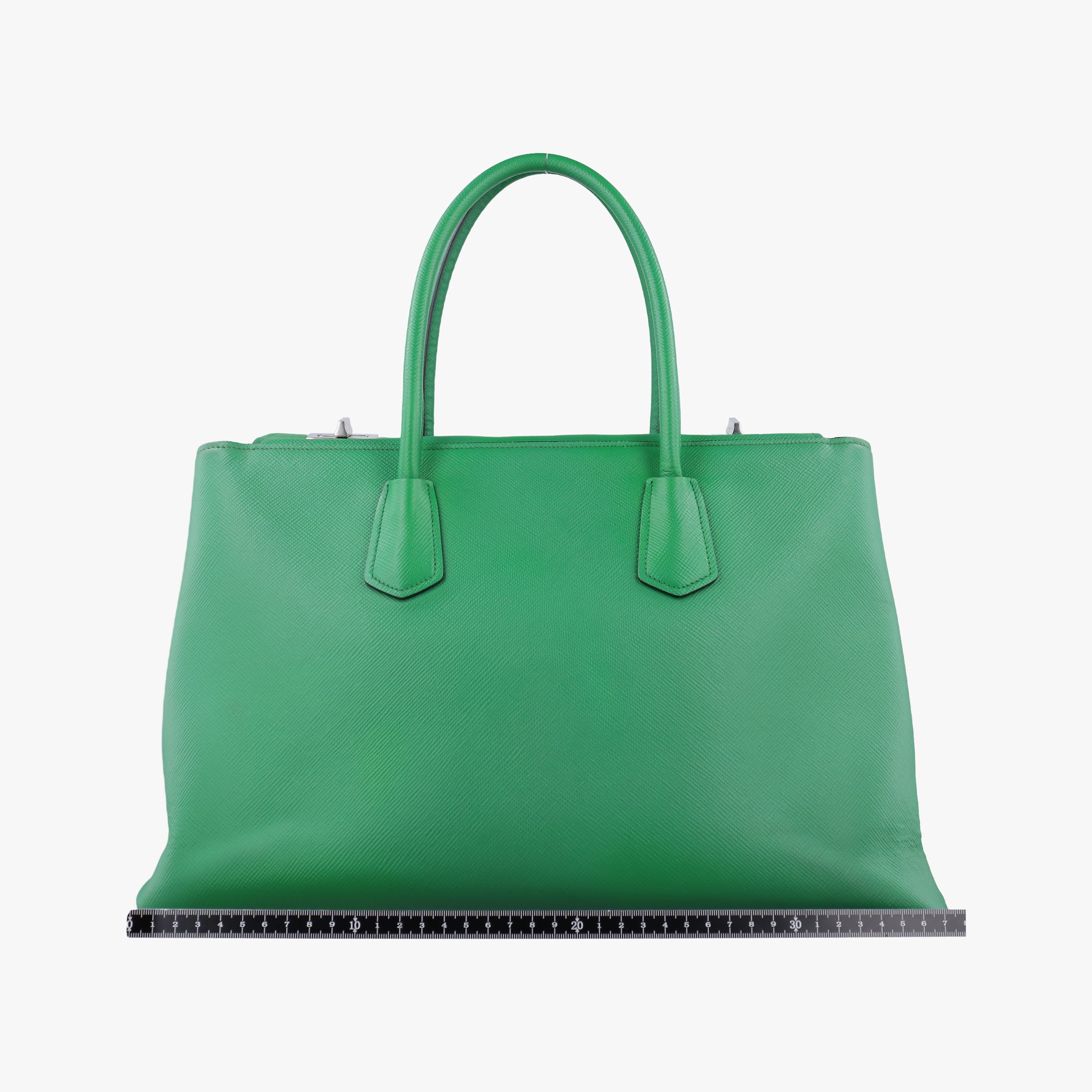 Pre-owned Prada Double Cuir Green SAFFIANO Leather B2756T handbag | stylenewstar
