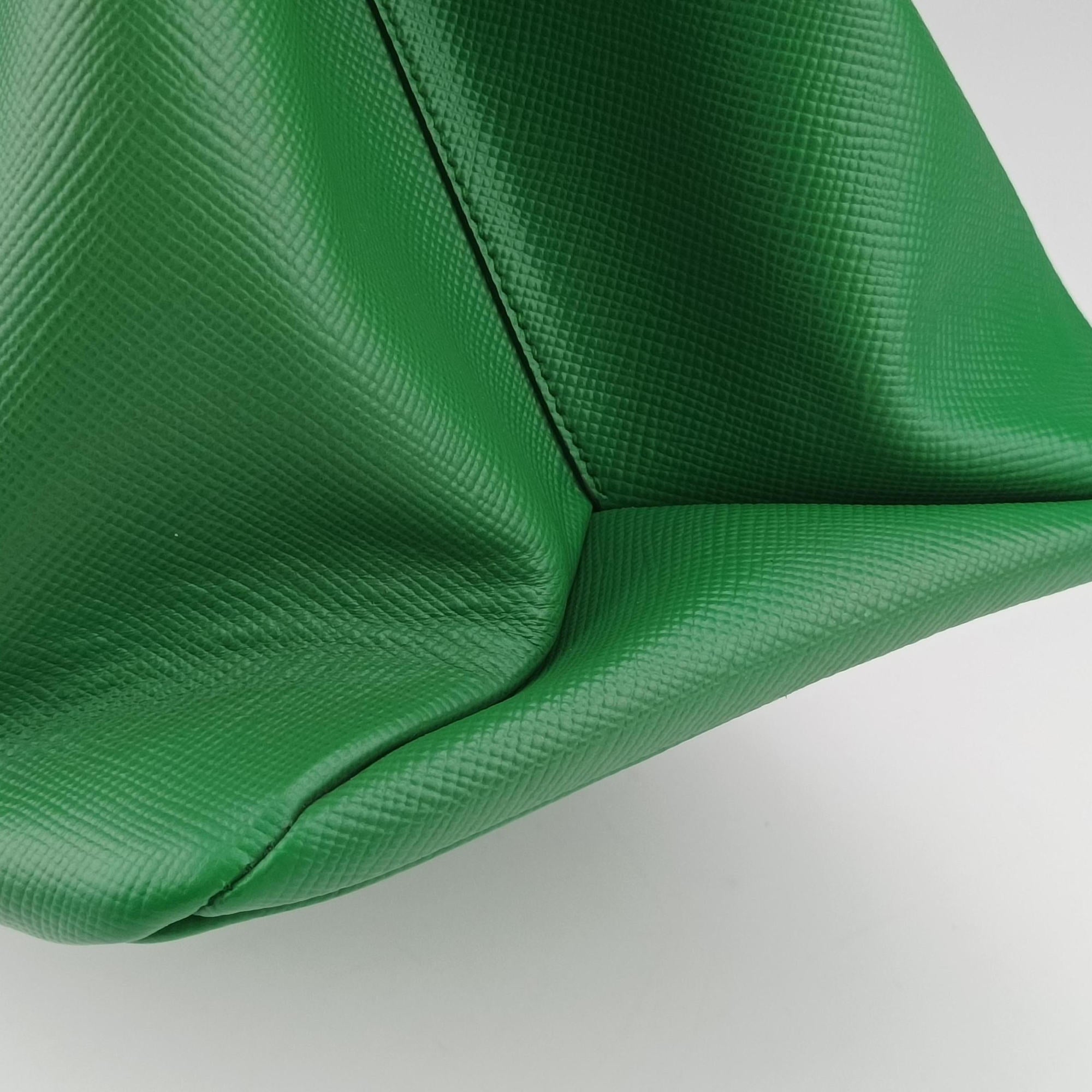 Pre-owned Prada Double Cuir Green SAFFIANO Leather B2756T handbag | stylenewstar