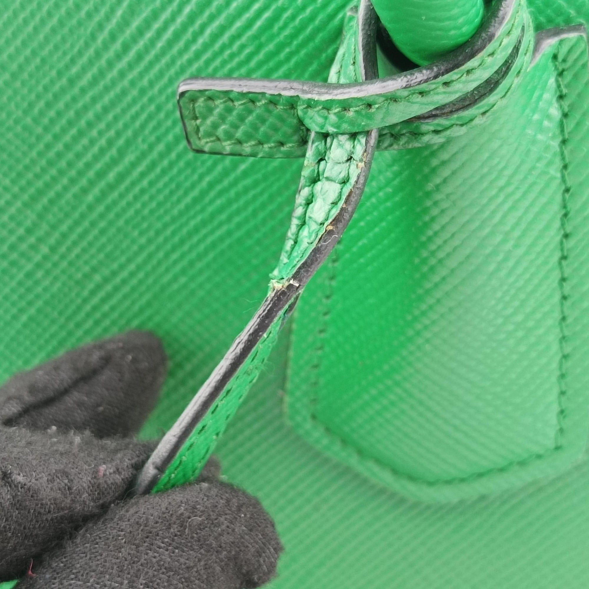 Pre-owned Prada Double Cuir Green SAFFIANO Leather B2756T handbag | stylenewstar