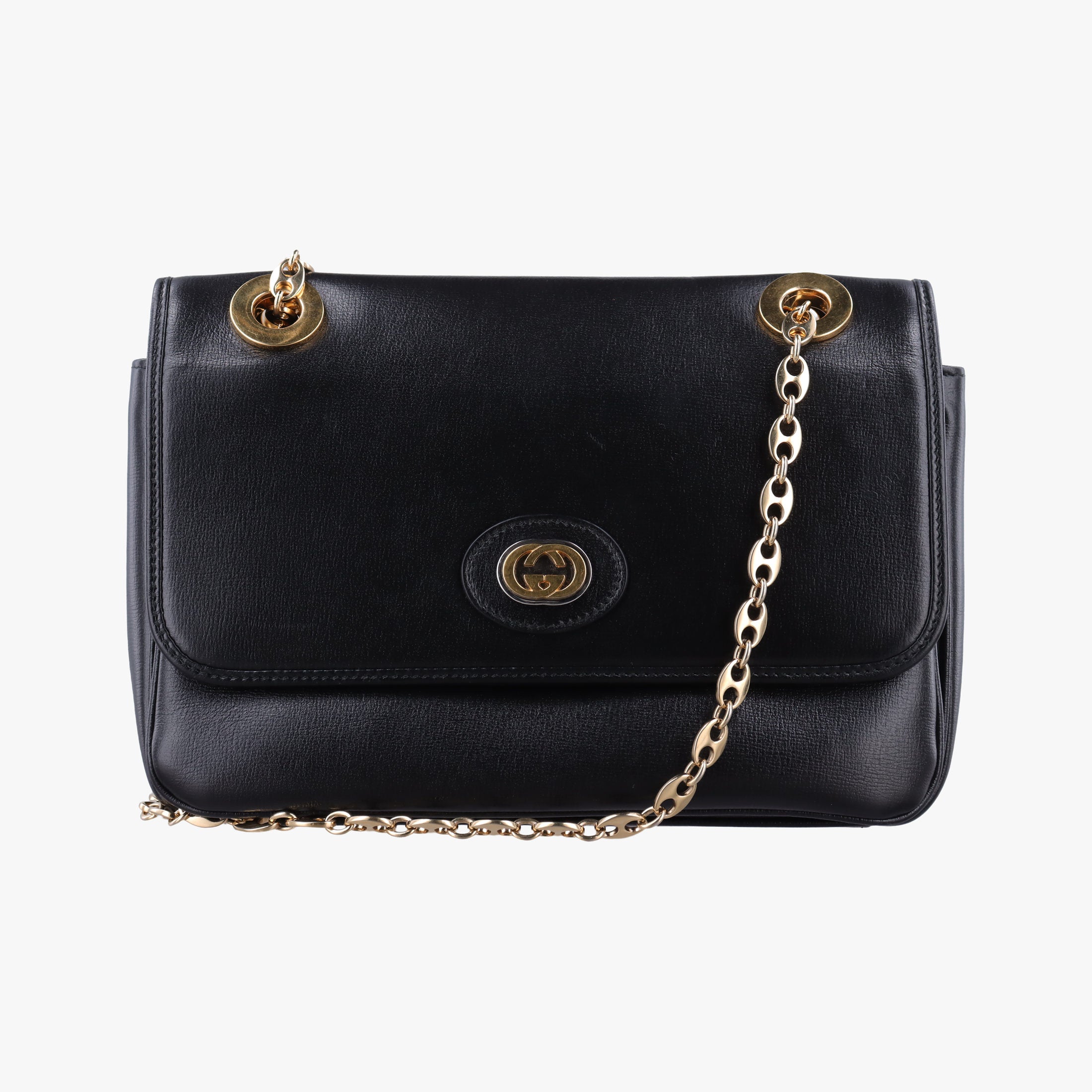 Pre-owned Gucci Marina Black Leather 576421 shoulderbag | stylenewstar
