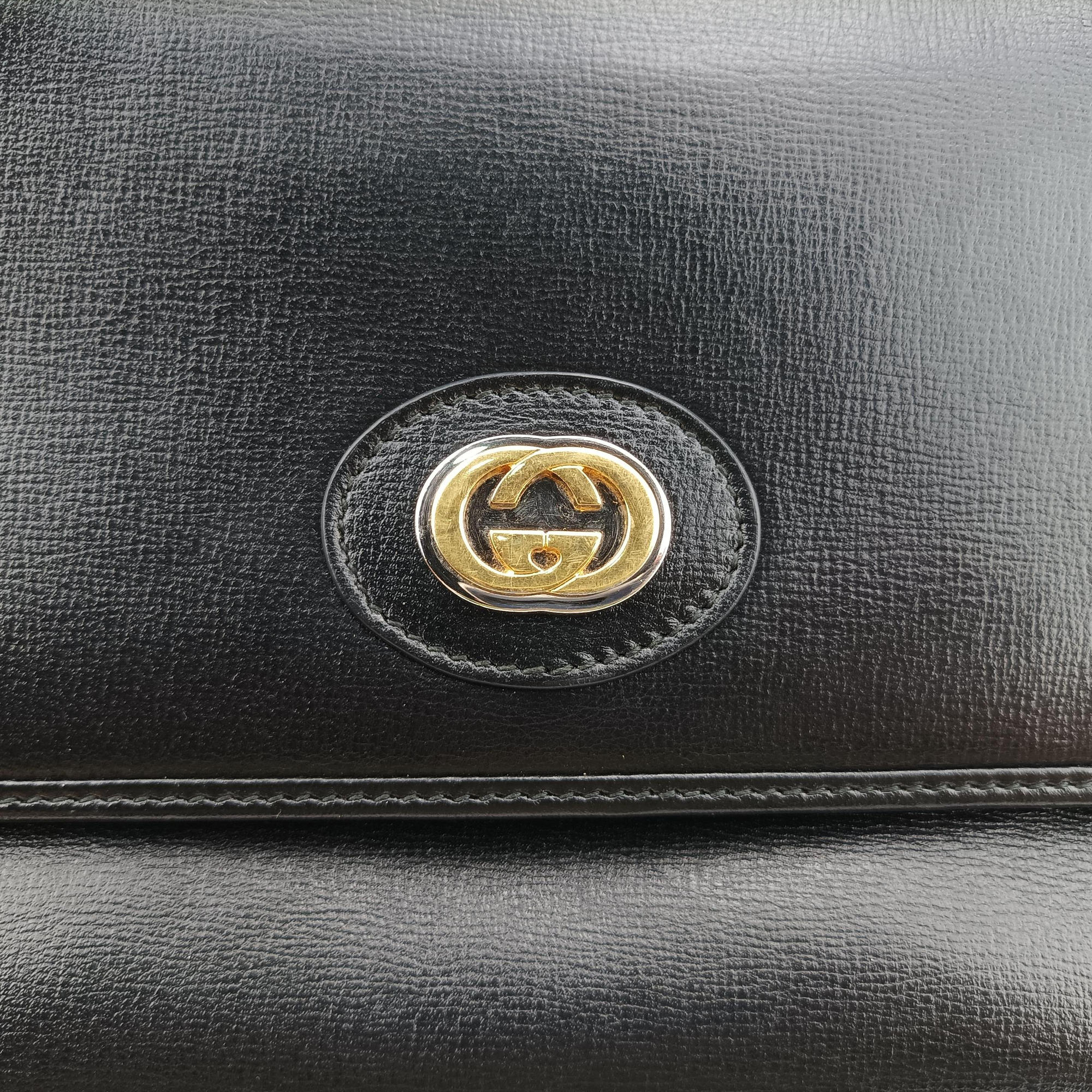 Pre-owned Gucci Marina Black Leather 576421 shoulderbag | stylenewstar