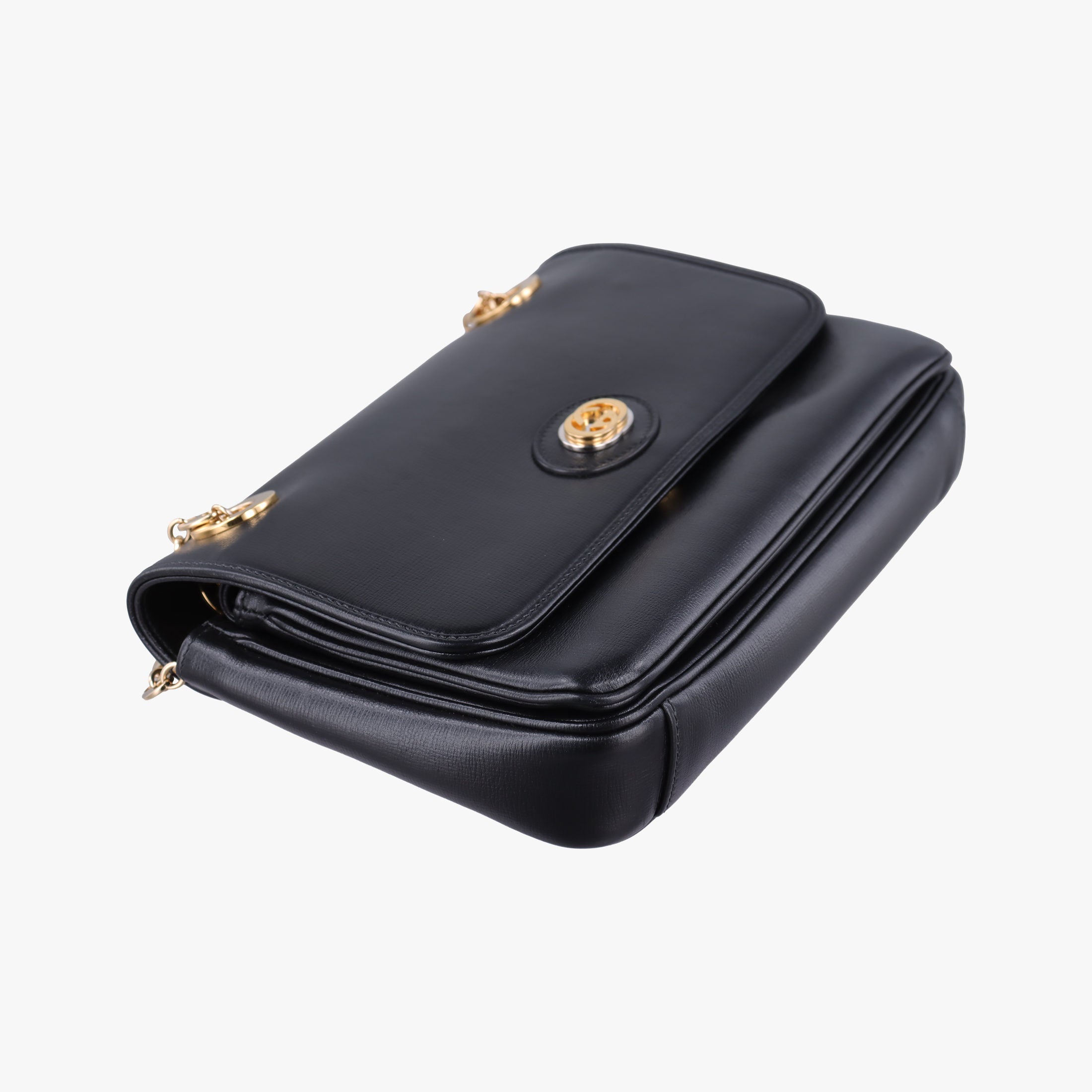 Pre-owned Gucci Marina Black Leather 576421 shoulderbag | stylenewstar