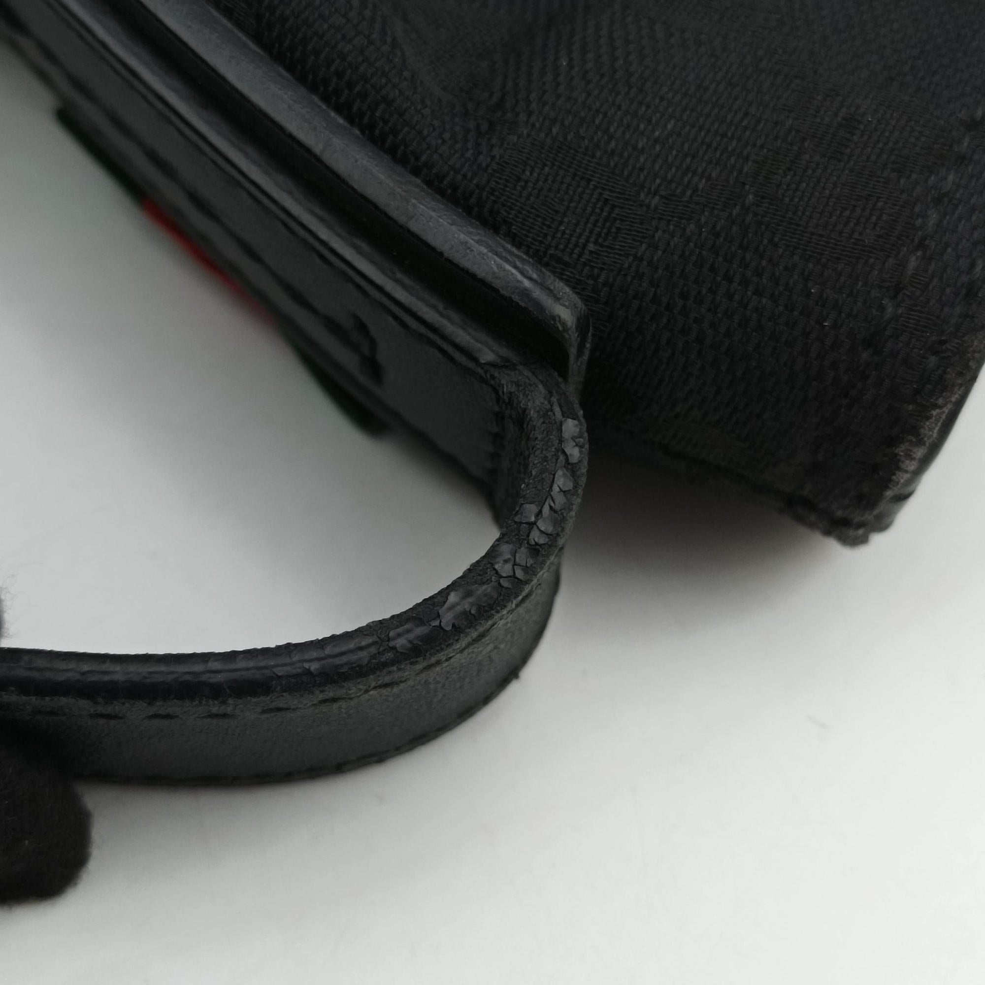 Pre-owned Gucci GG Canvas Black Leather×Canvas 308930 shoulderbag | stylenewstar
