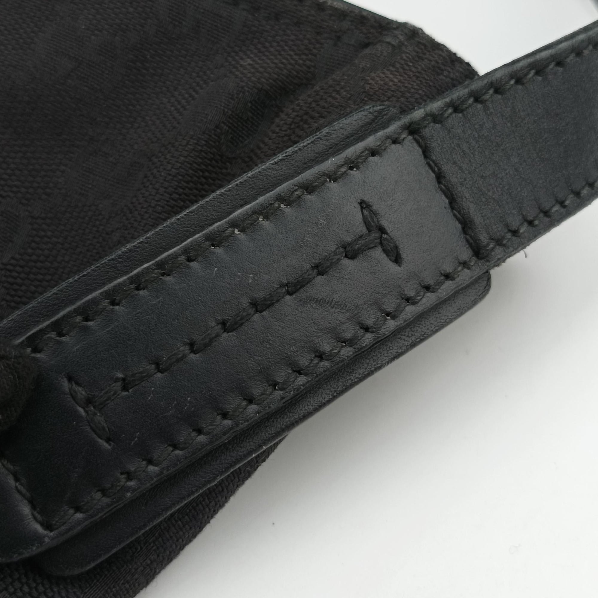 Pre-owned Gucci GG Canvas Black Leather×Canvas 308930 shoulderbag | stylenewstar
