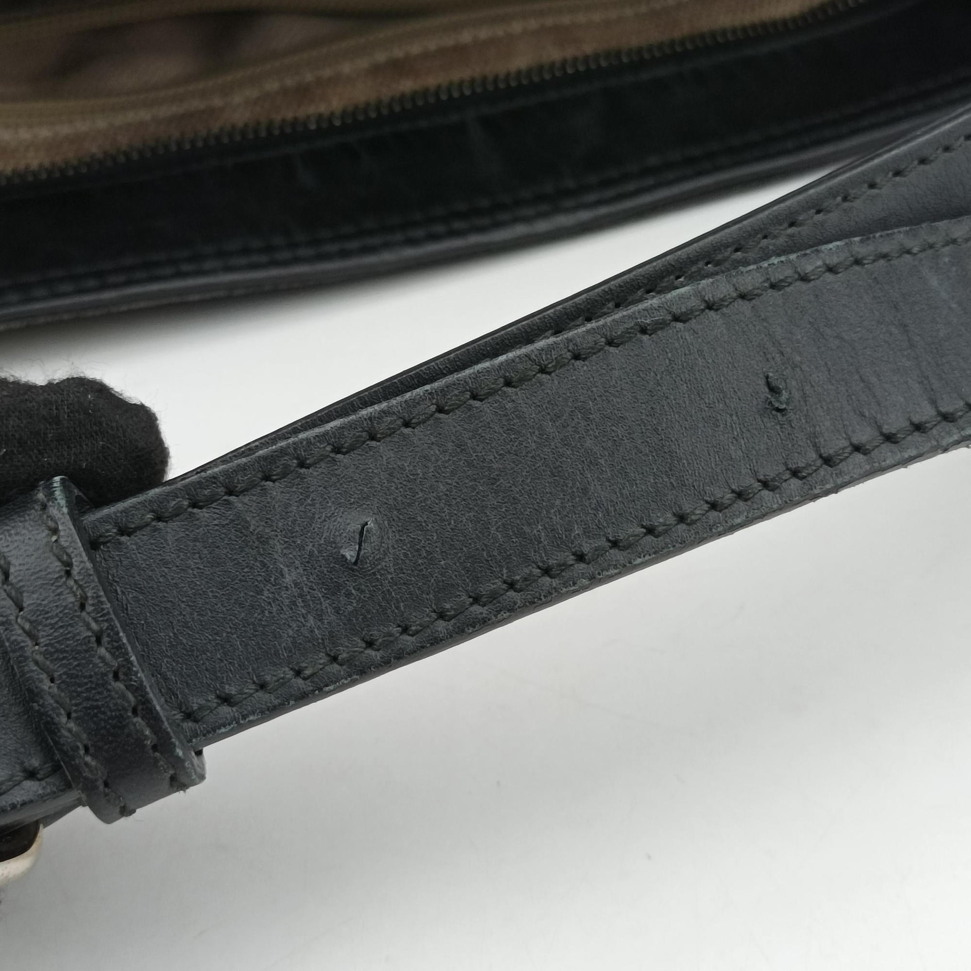 Pre-owned Gucci GG Canvas Black Leather×Canvas 308930 shoulderbag | stylenewstar