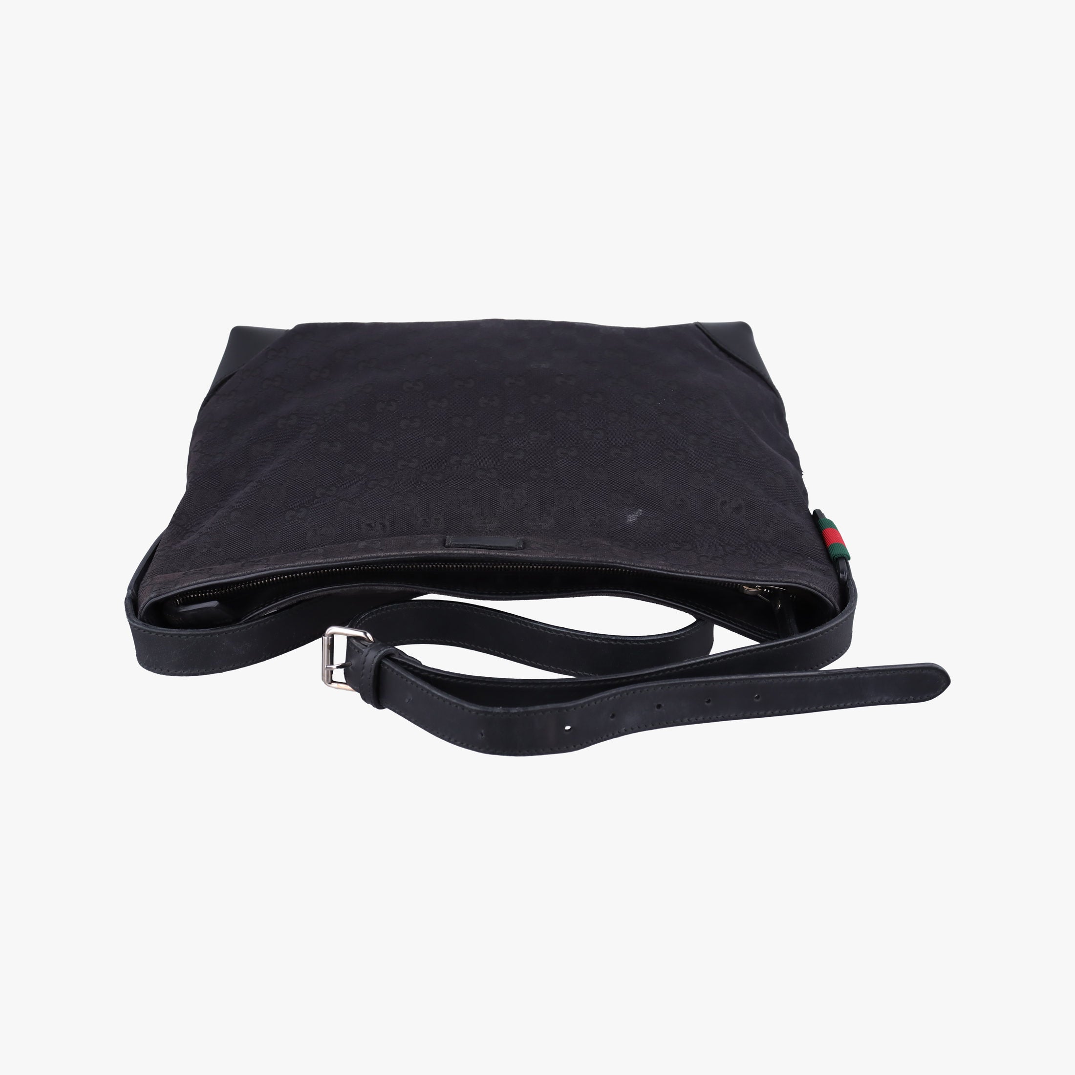 Pre-owned Gucci GG Canvas Black Leather×Canvas 308930 shoulderbag | stylenewstar