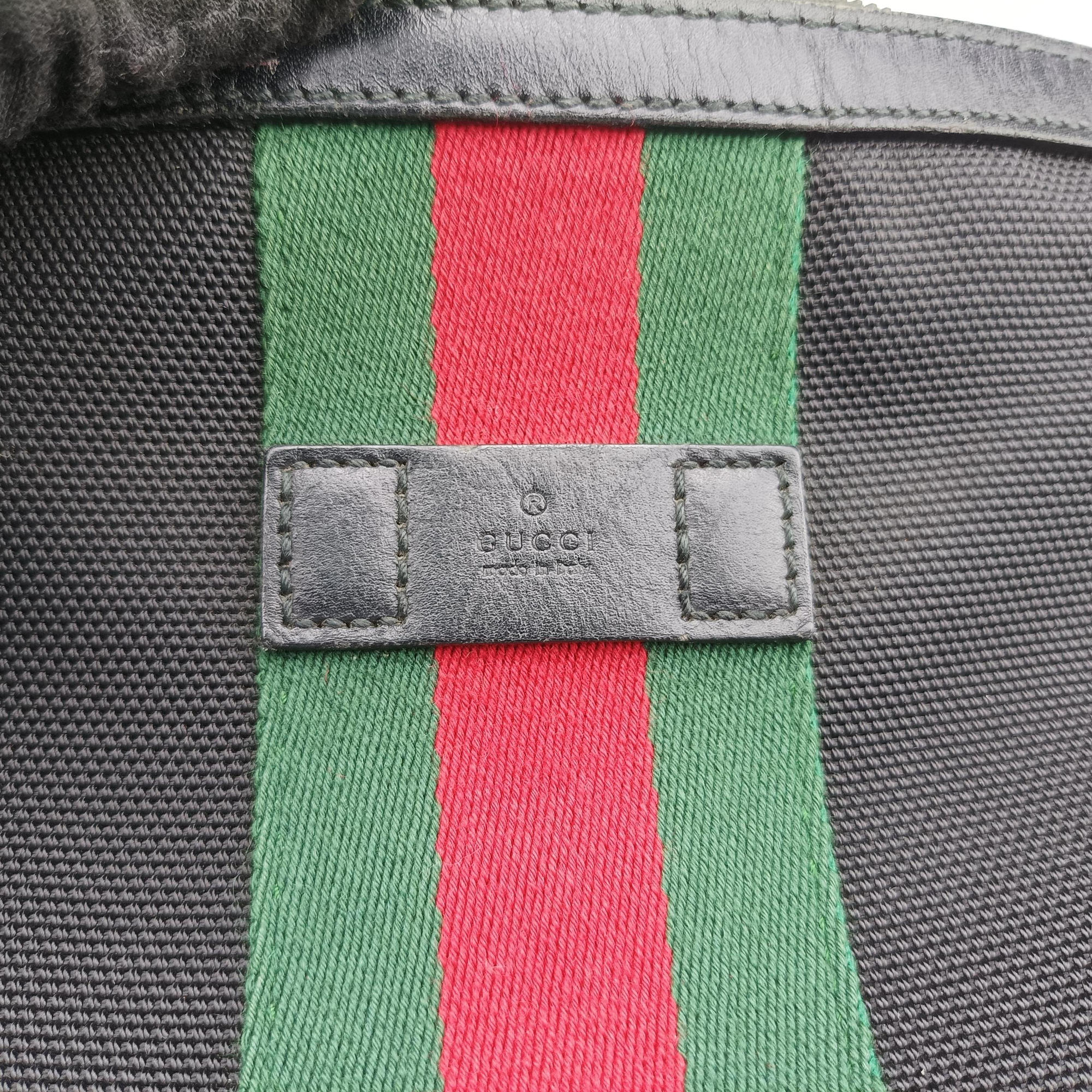 Pre-owned Gucci Sherry Line Black×Red×Green canvas 387111 shoulderbag | stylenewstar