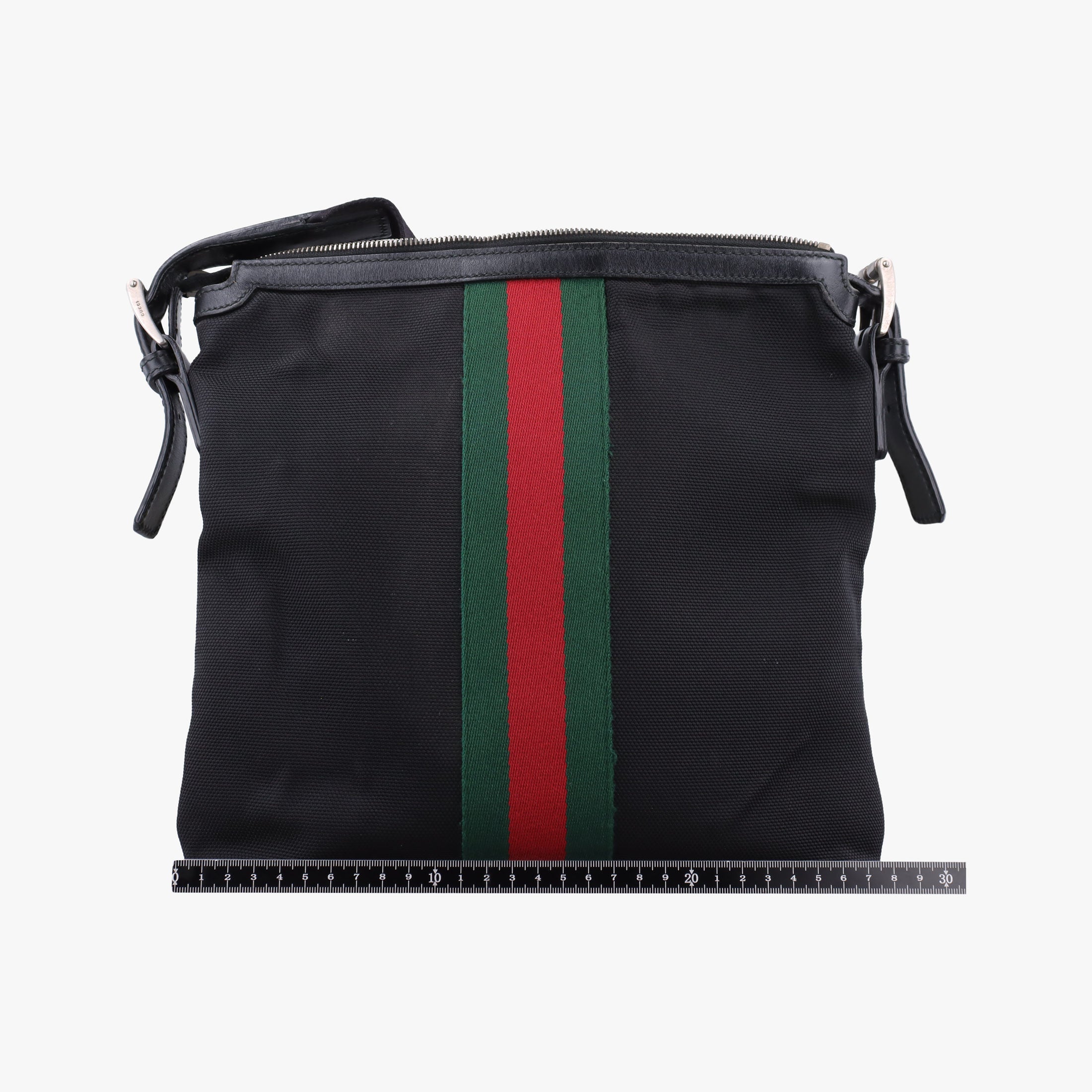 Pre-owned Gucci Sherry Line Black×Red×Green canvas 387111 shoulderbag | stylenewstar