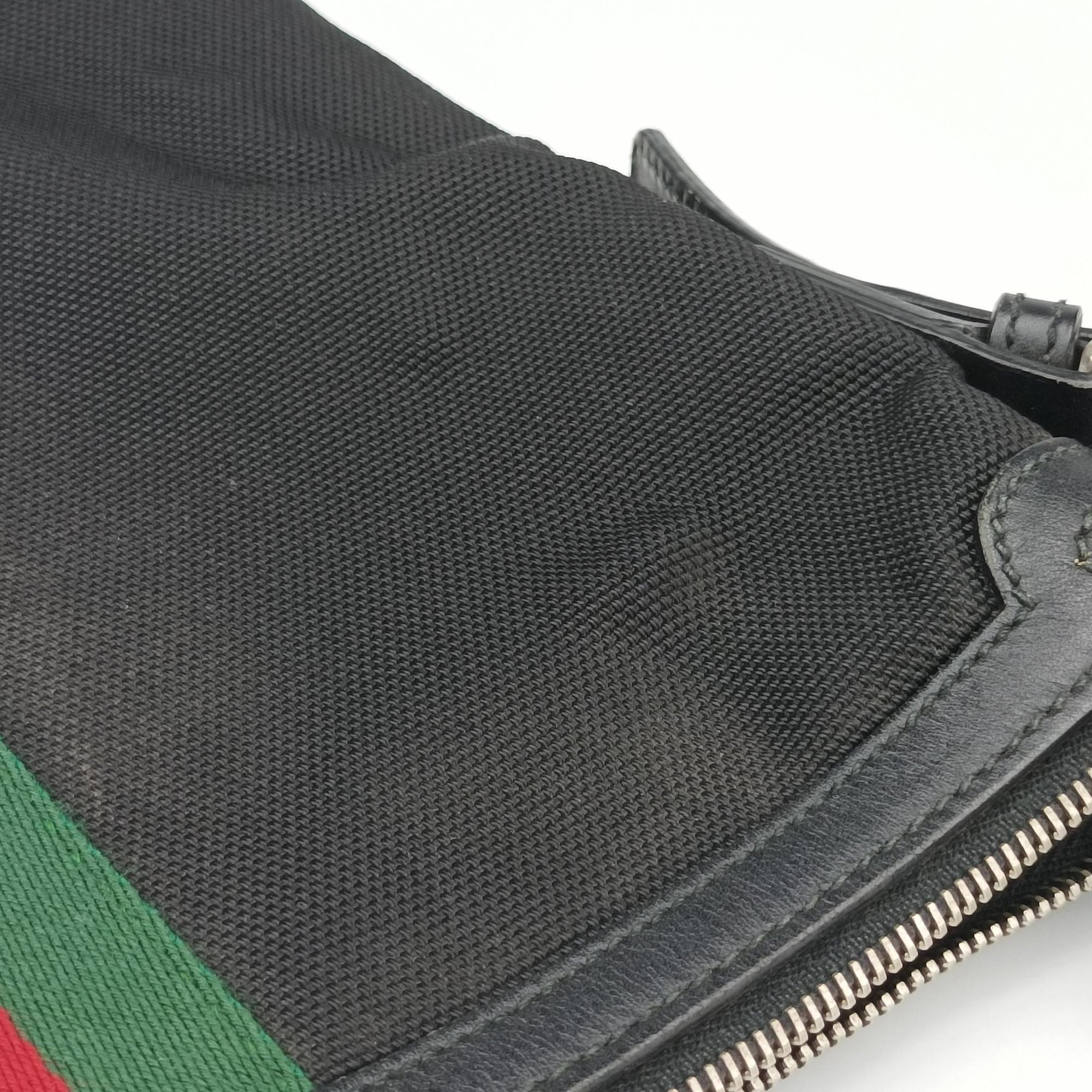 Pre-owned Gucci Sherry Line Black×Red×Green canvas 387111 shoulderbag | stylenewstar