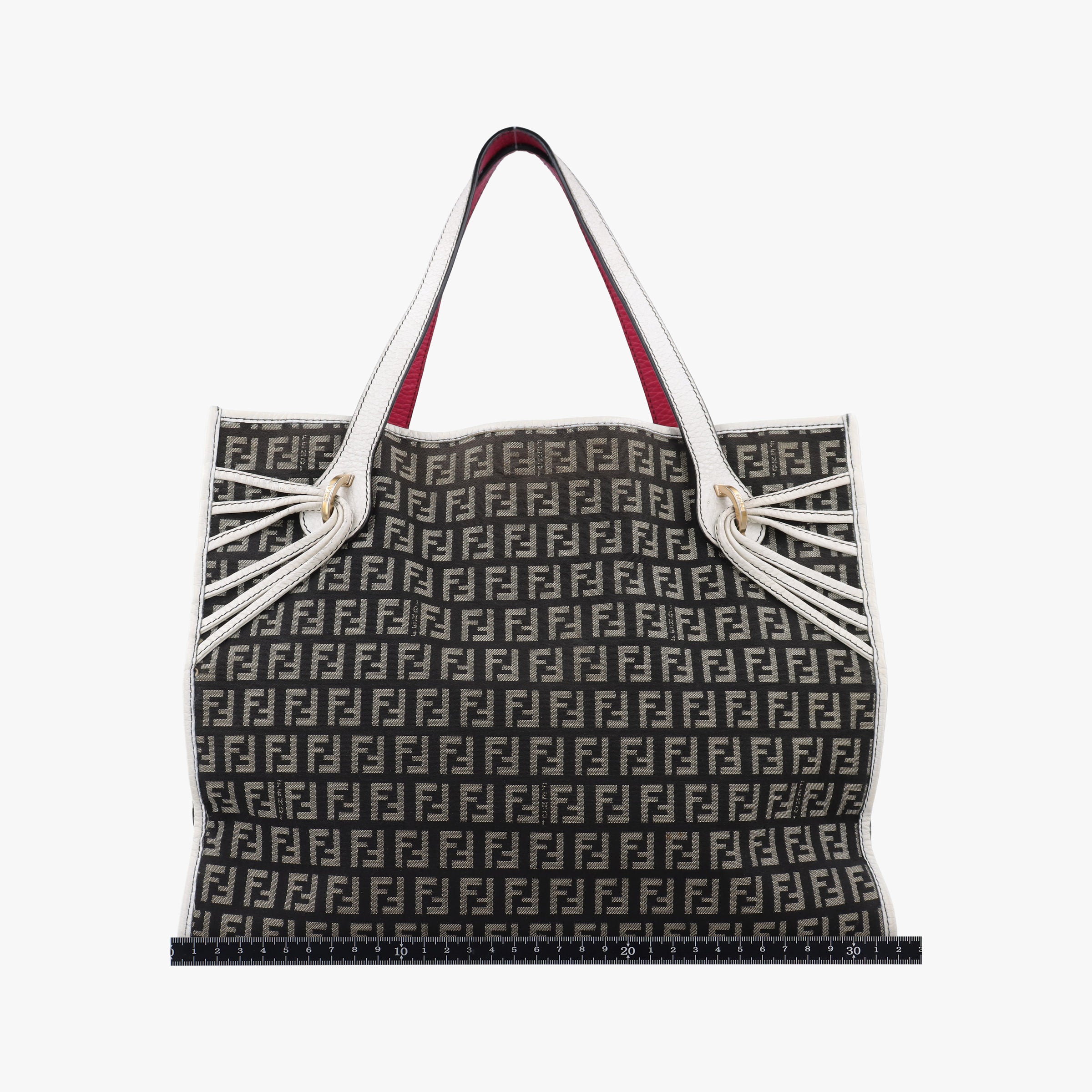 Vintage Fendi Zucca Pattern Tote Navy × White Canvas×Leather 8BH153 handbag | stylenewstar