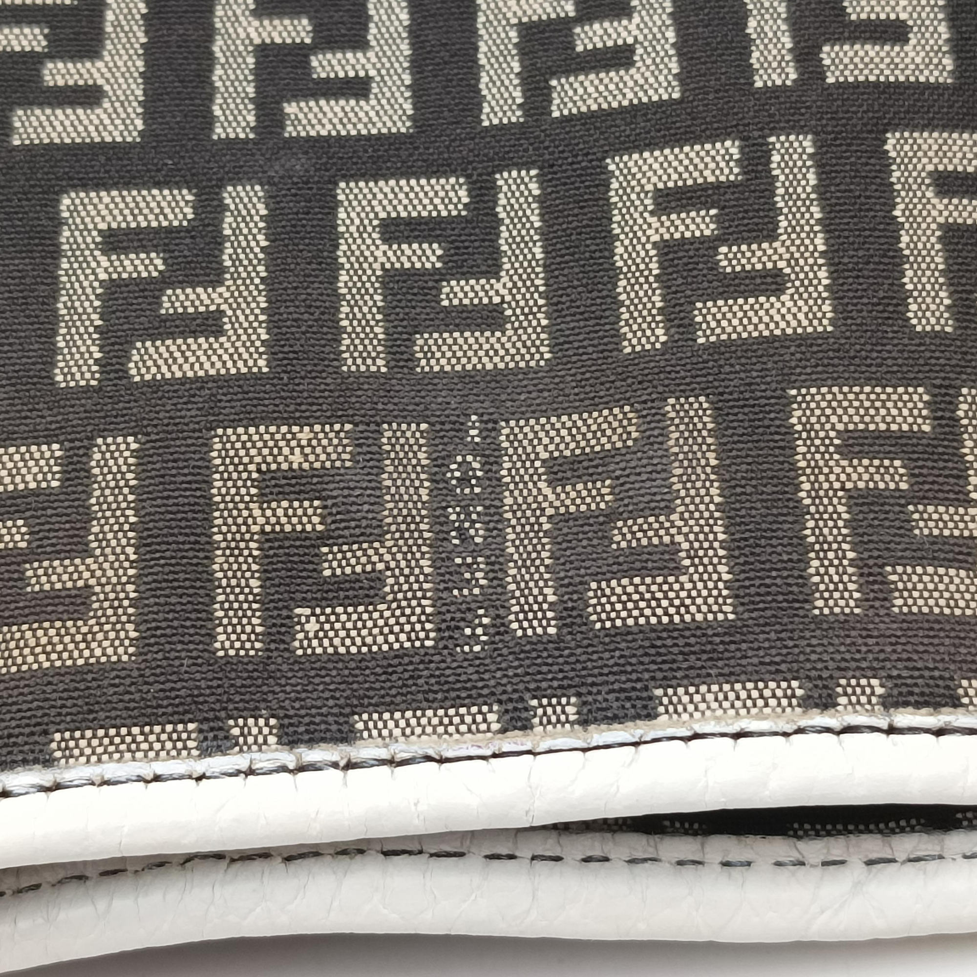 Vintage Fendi Zucca Pattern Tote Navy × White Canvas×Leather 8BH153 handbag | stylenewstar