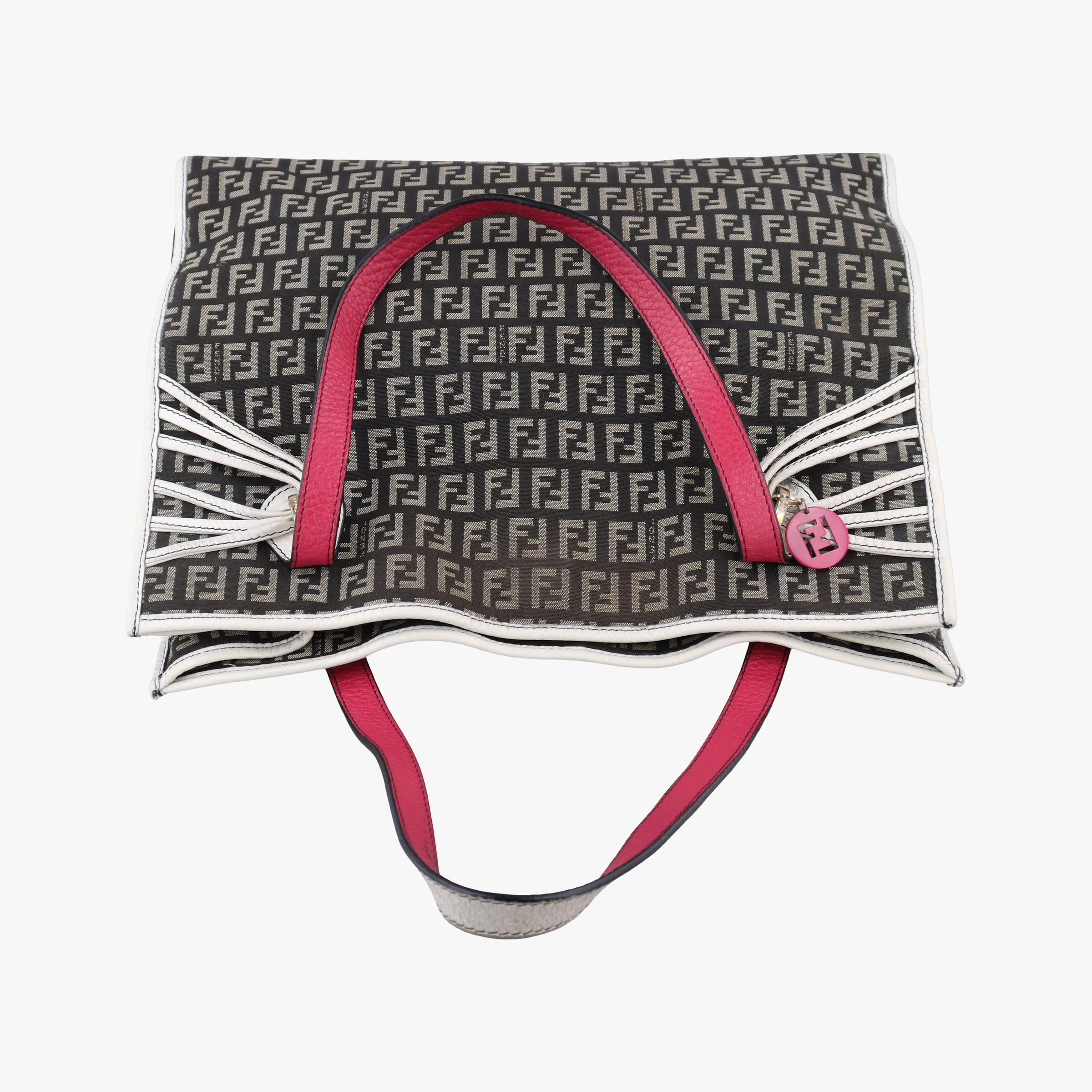 Vintage Fendi Zucca Pattern Tote Navy × White Canvas×Leather 8BH153 handbag | stylenewstar
