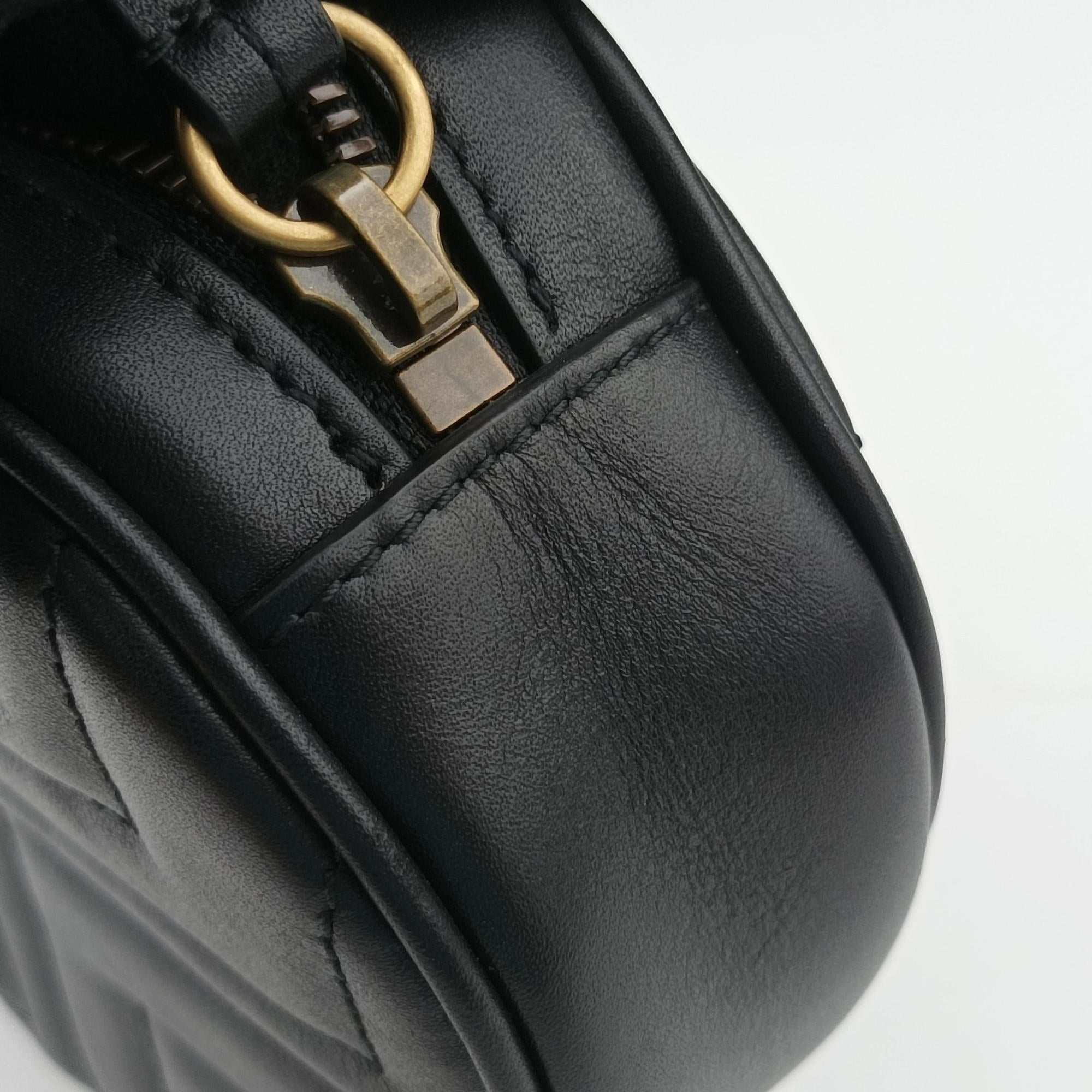 Pre-owned Gucci GG Marmont Black Leather 476434 clutchbag | stylenewstar