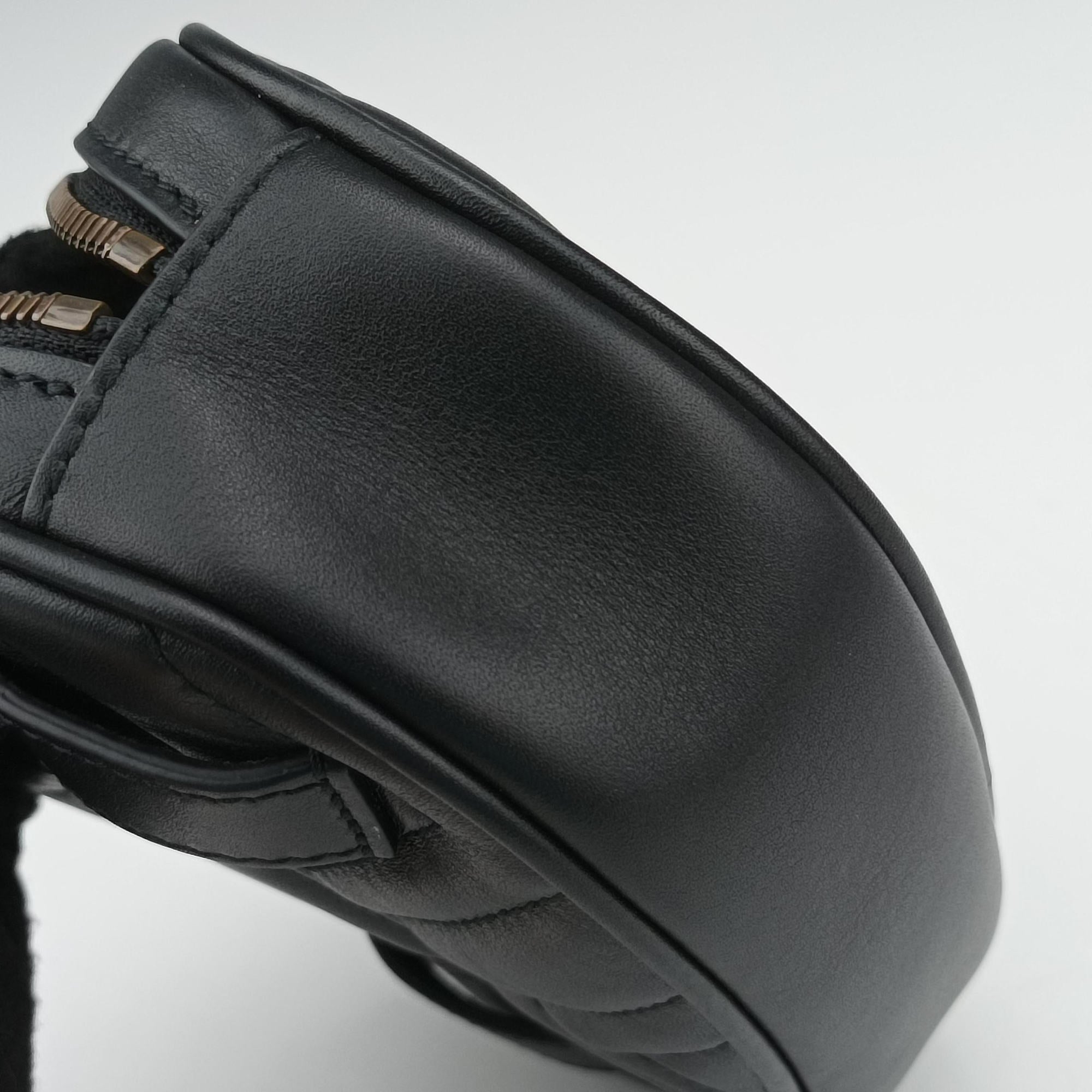Pre-owned Gucci GG Marmont Black Leather 476434 clutchbag | stylenewstar