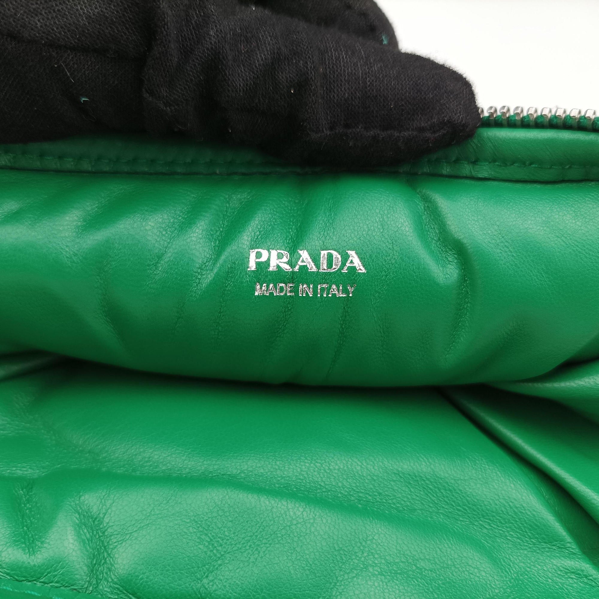 Vintage Prada triangle mini Green Leather 1NR015 shoulderbag | stylenewstar