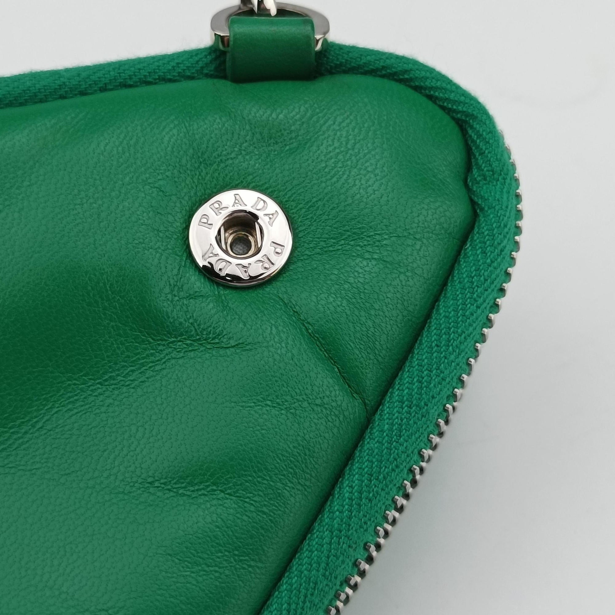 Vintage Prada triangle mini Green Leather 1NR015 shoulderbag | stylenewstar