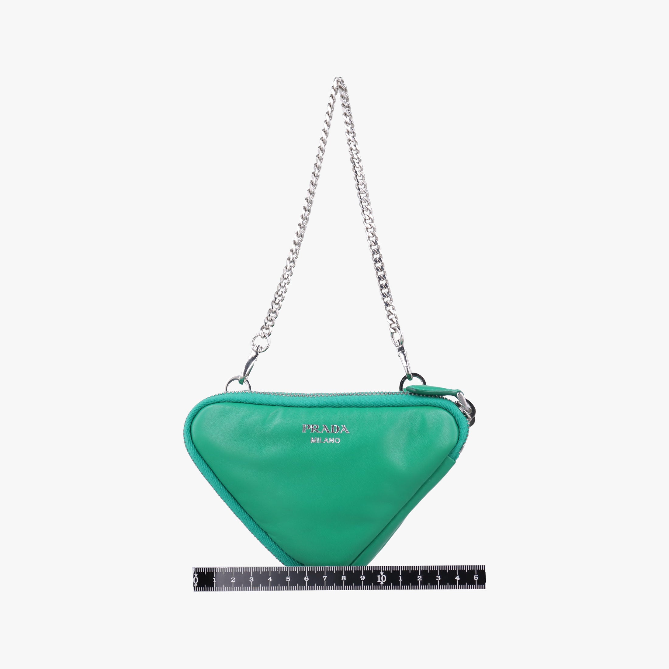 Vintage Prada triangle mini Green Leather 1NR015 shoulderbag | stylenewstar