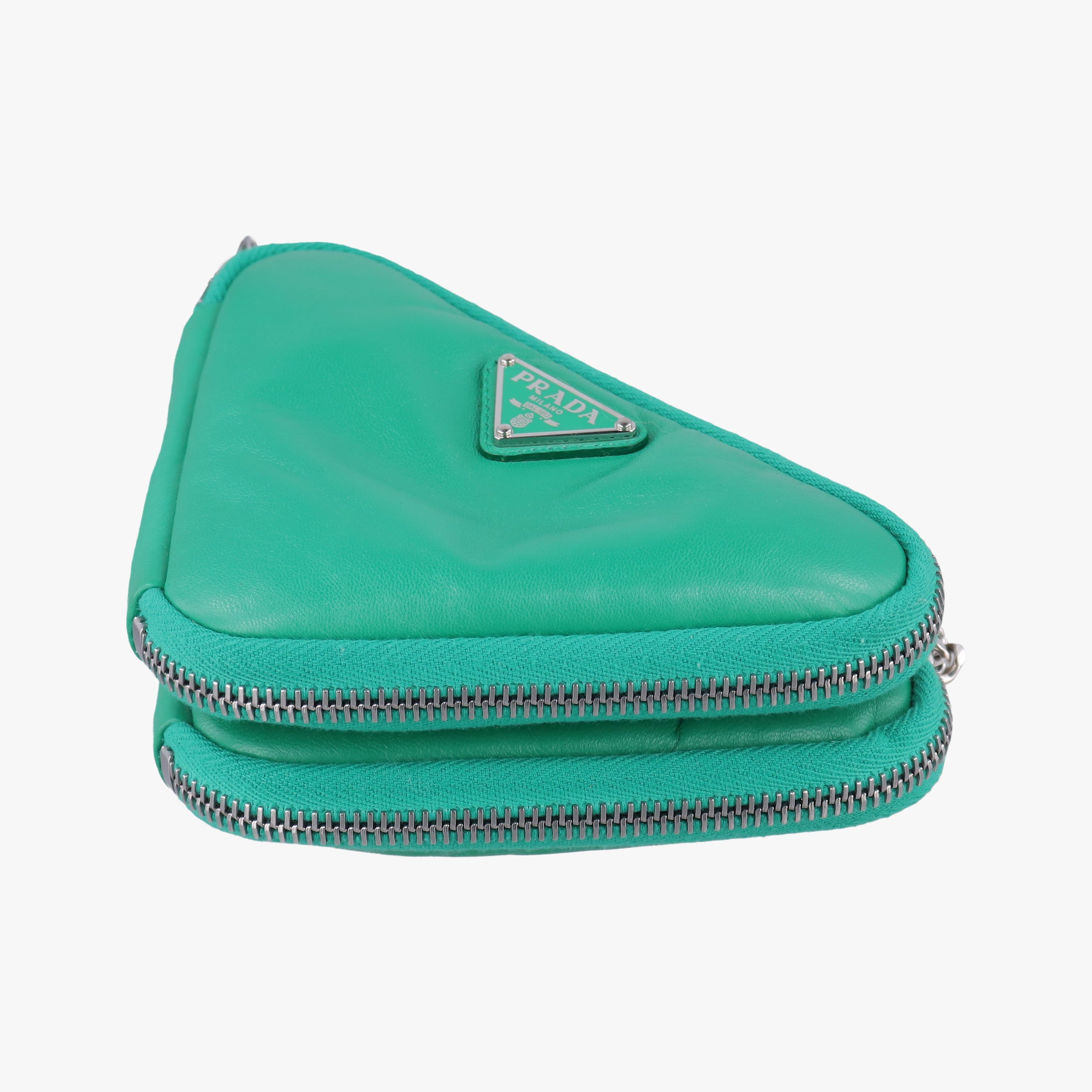 Vintage Prada triangle mini Green Leather 1NR015 shoulderbag | stylenewstar